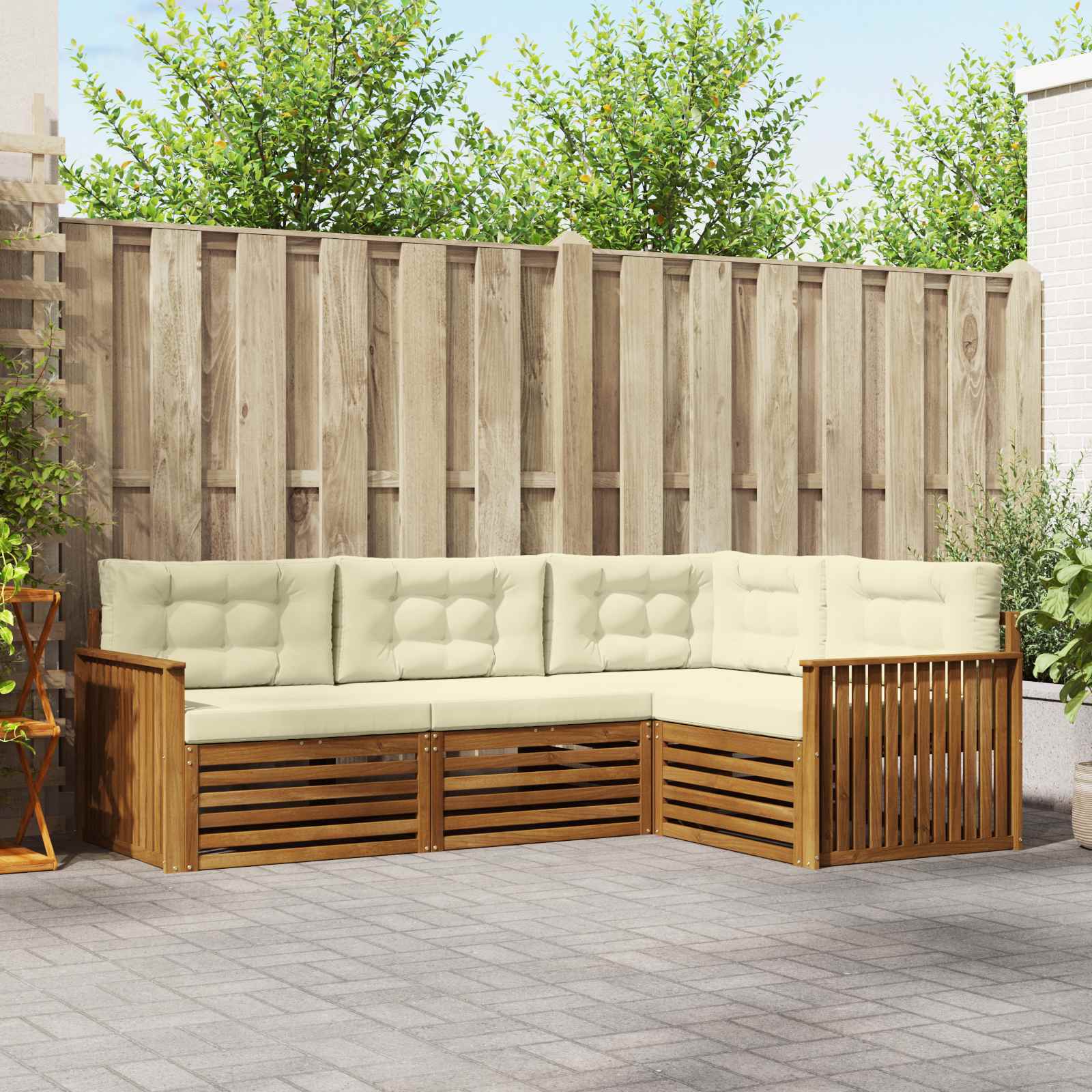 vidaXL Buiten bankenset 4 pcs Naturel