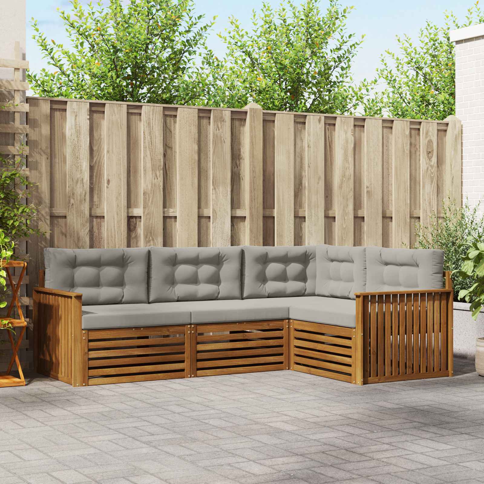 vidaXL Buiten bankenset 4 pcs Naturel