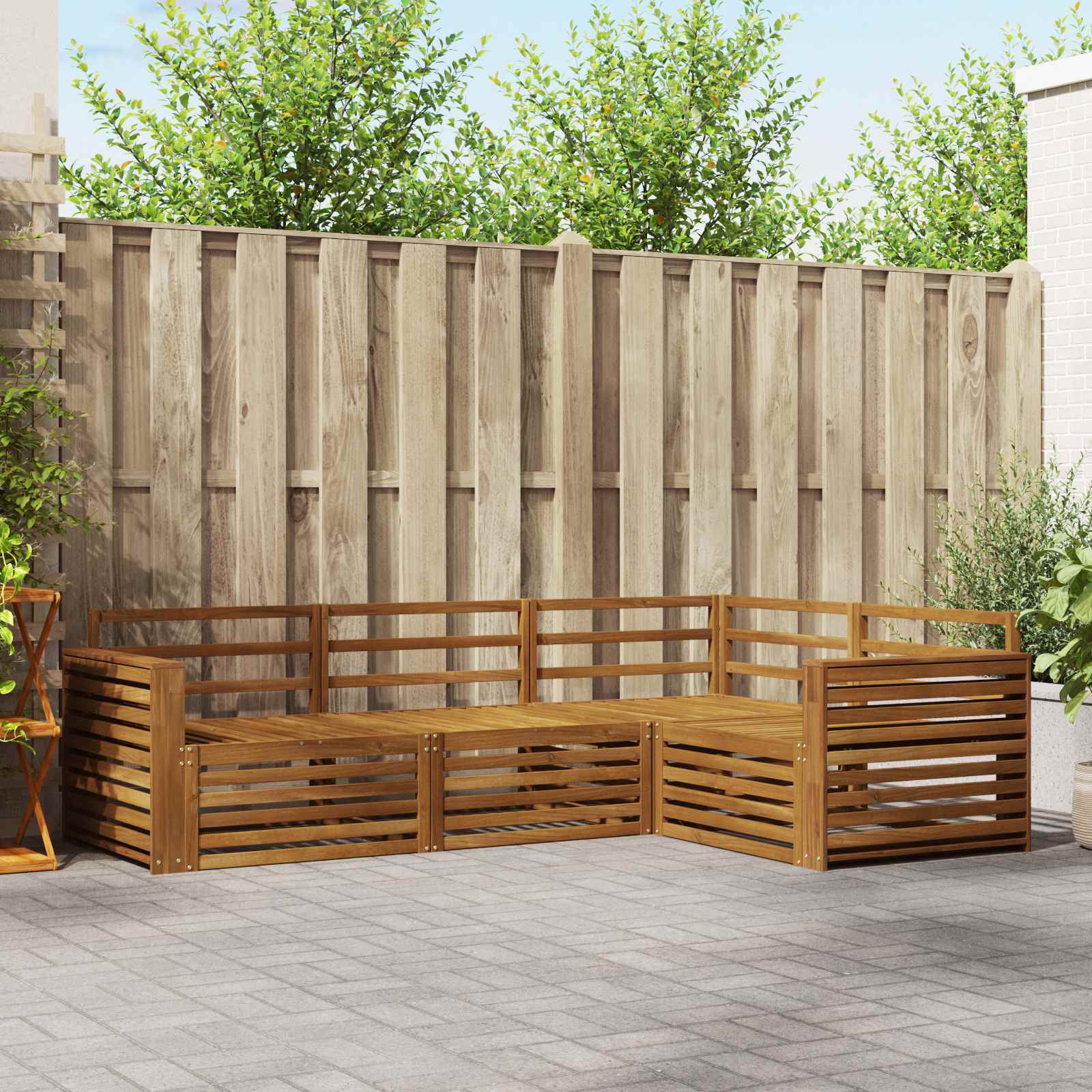 vidaXL Buiten bankenset 4 pcs Naturel