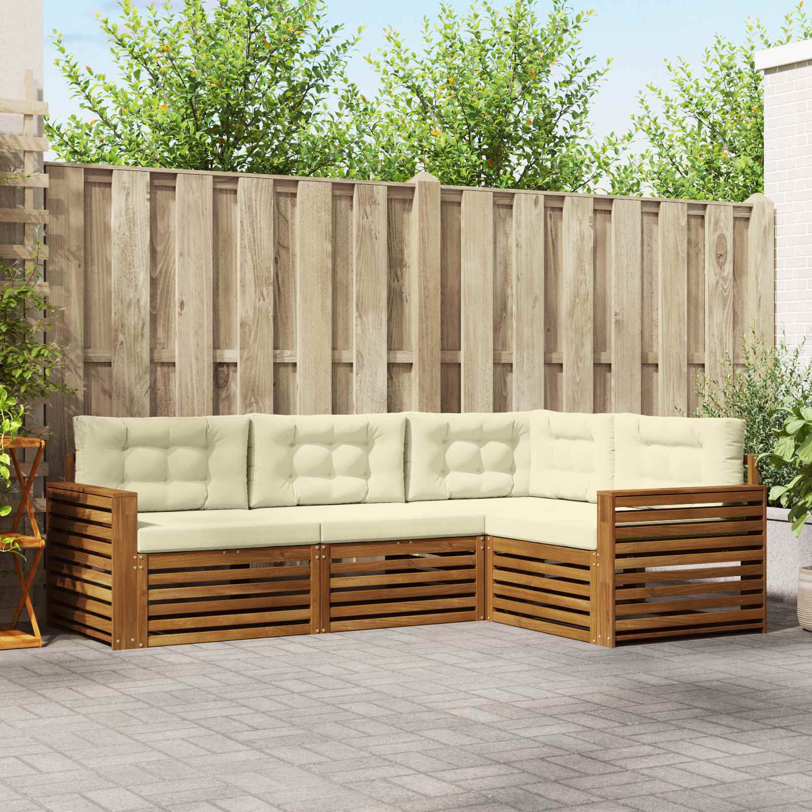 vidaXL Buiten bankenset 4 pcs Naturel