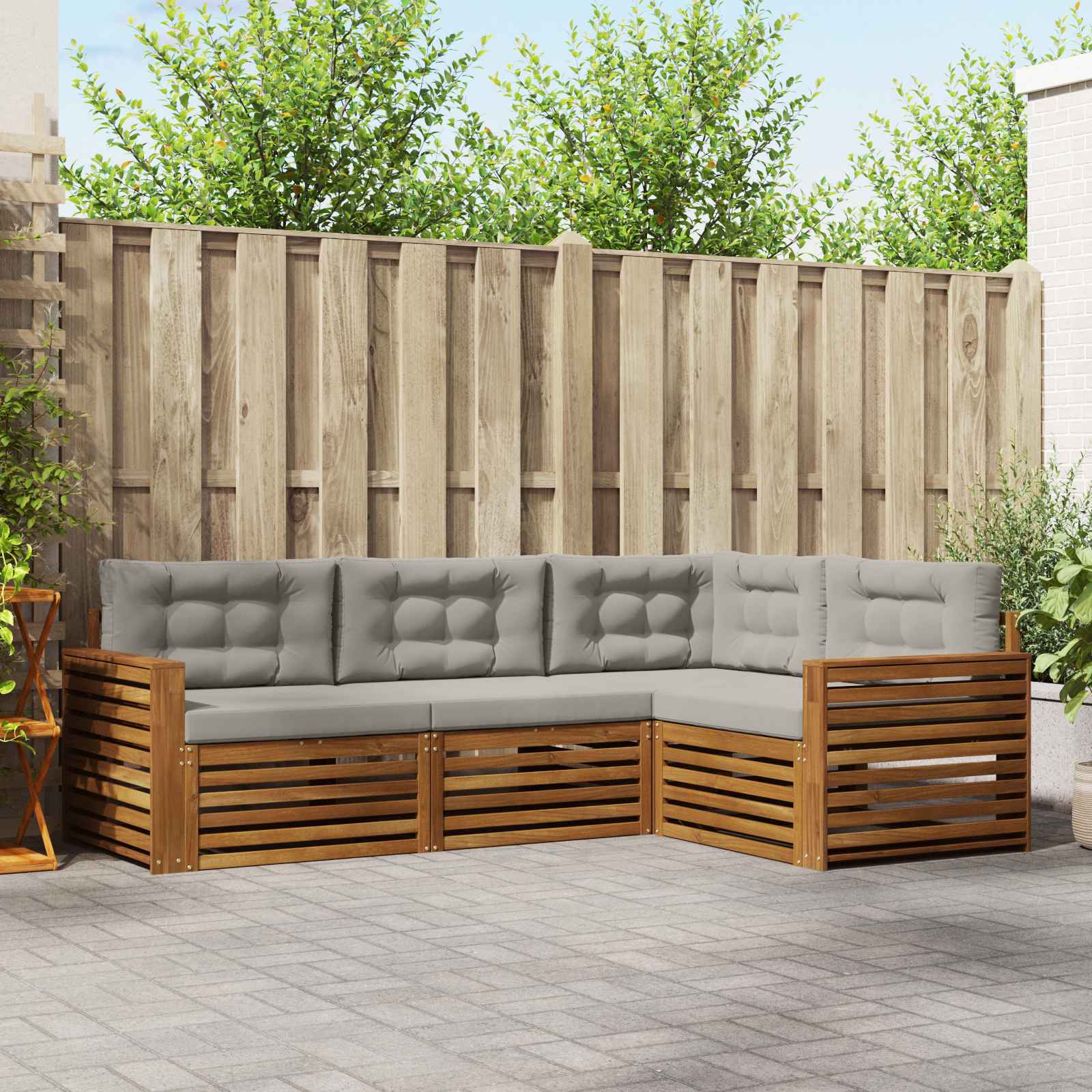 vidaXL Buiten bankenset 4 pcs Naturel