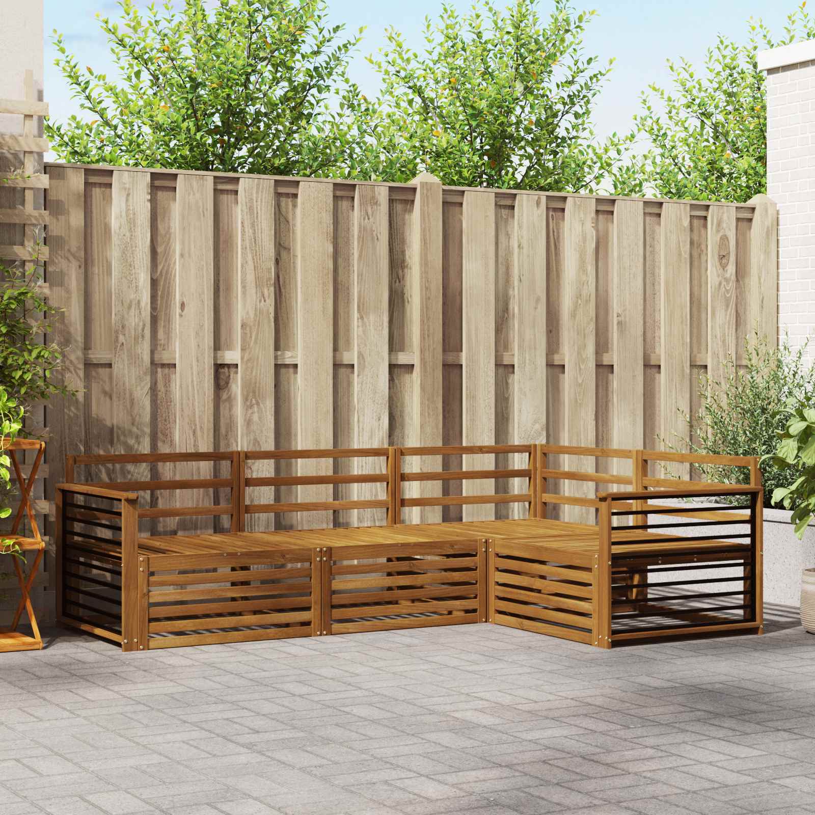 vidaXL Buiten bankenset 4 pcs Naturel