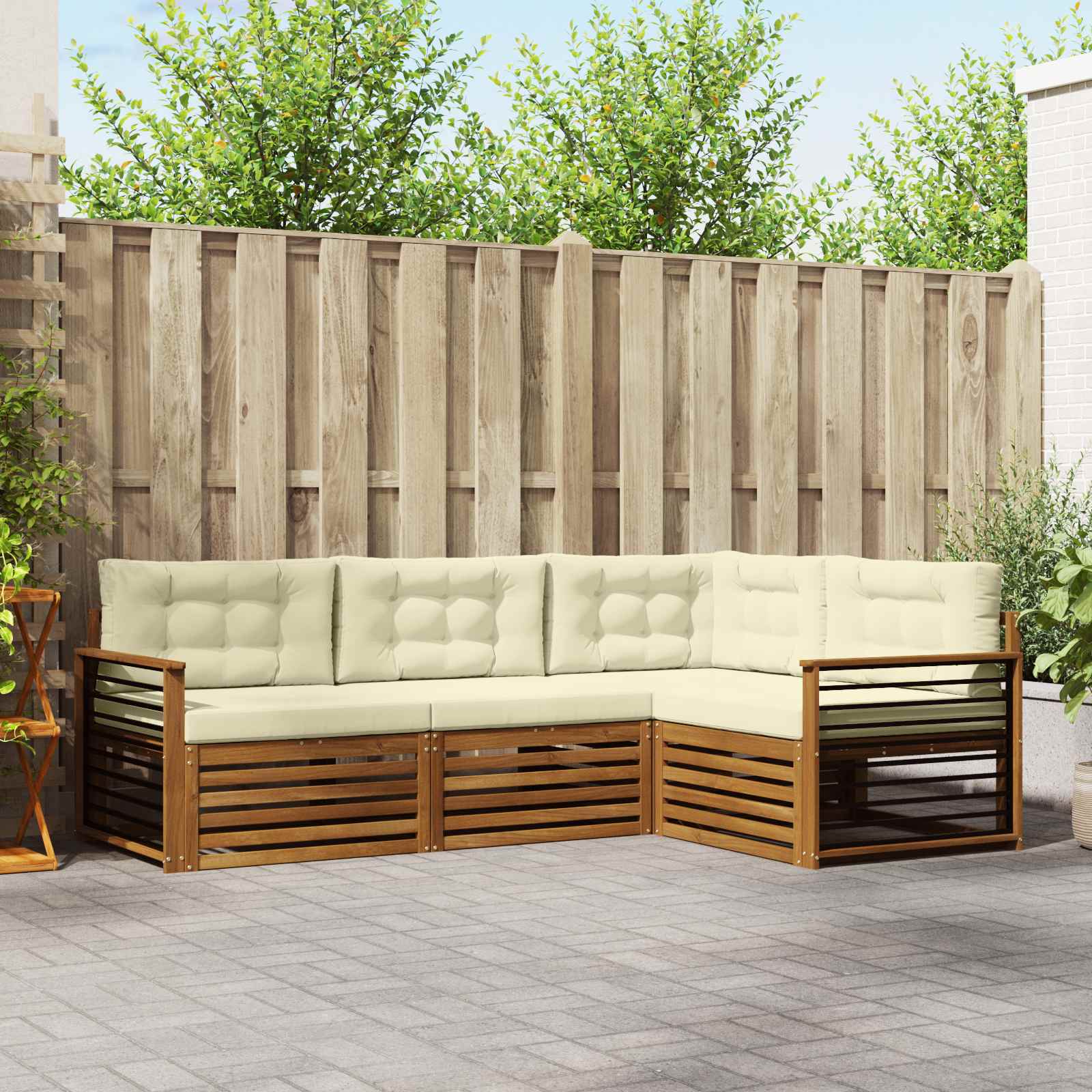 vidaXL Buiten bankenset 4 pcs Naturel