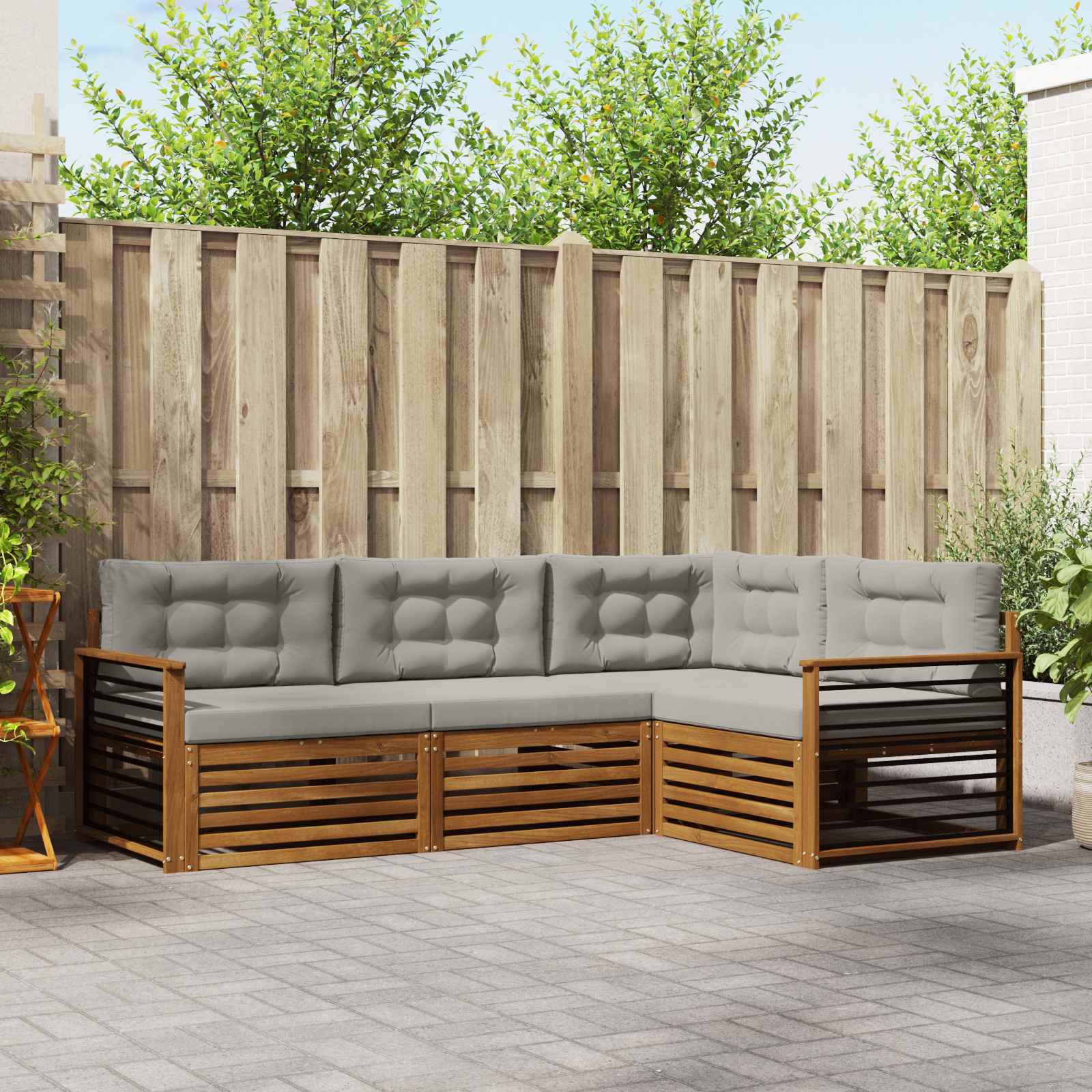 vidaXL Buiten bankenset 4 pcs Naturel