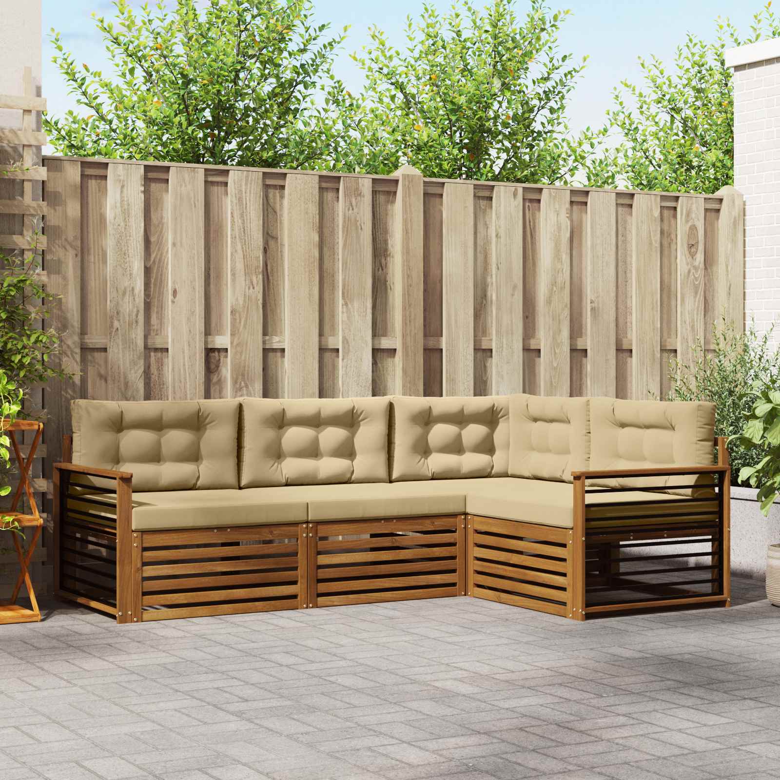 vidaXL Buiten bankenset 4 pcs Naturel