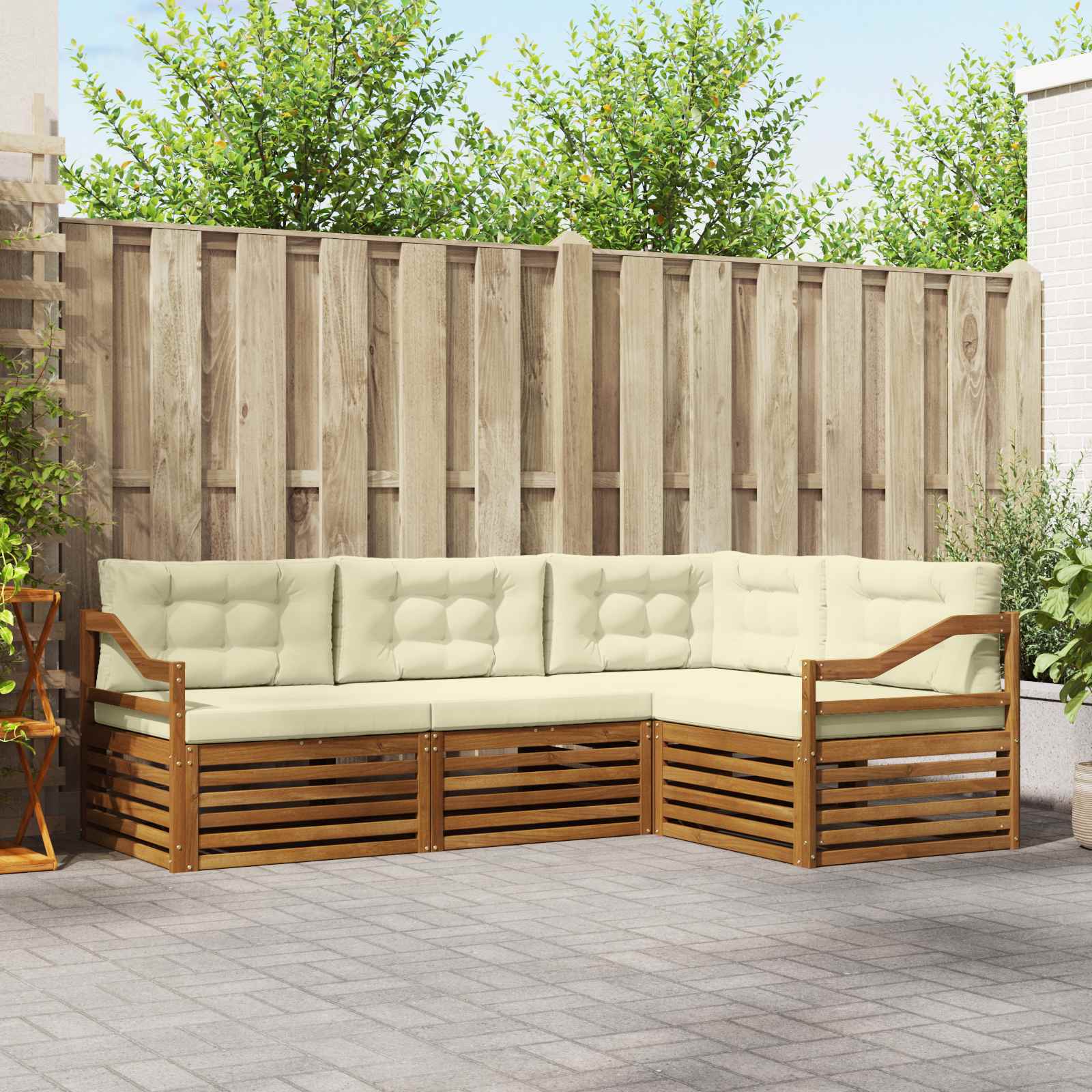 vidaXL Buiten bankenset 4 pcs Naturel
