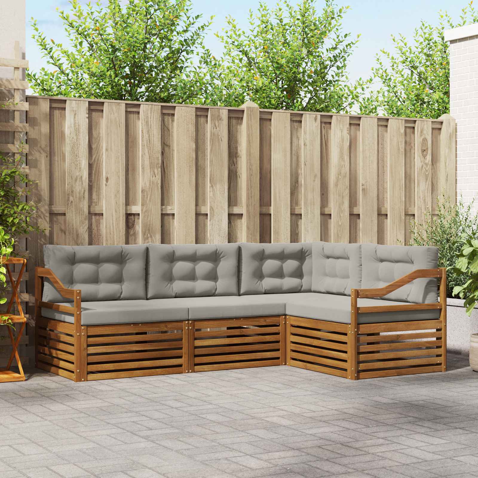 vidaXL Buiten bankenset 4 pcs Naturel