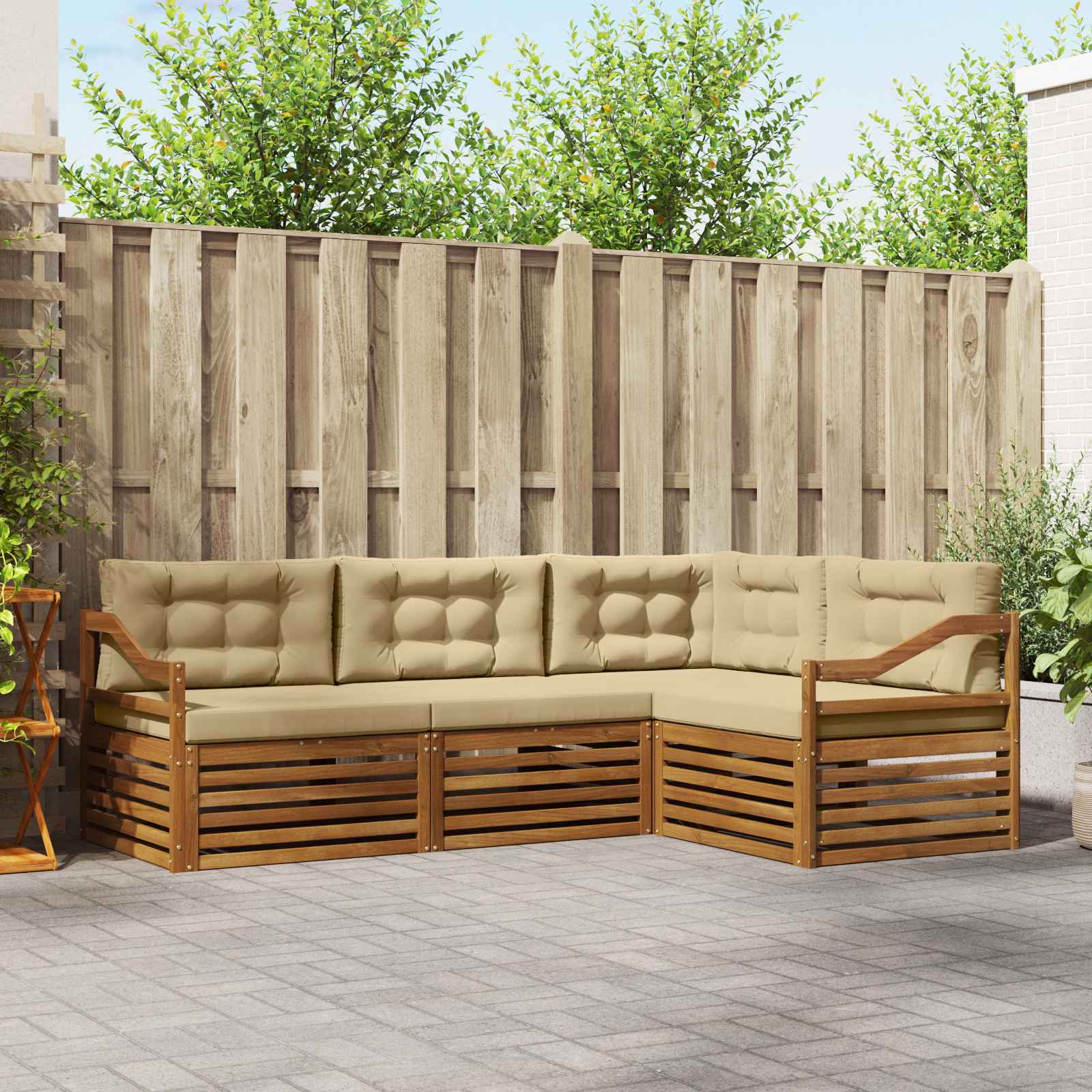 vidaXL Buiten bankenset 4 pcs Naturel
