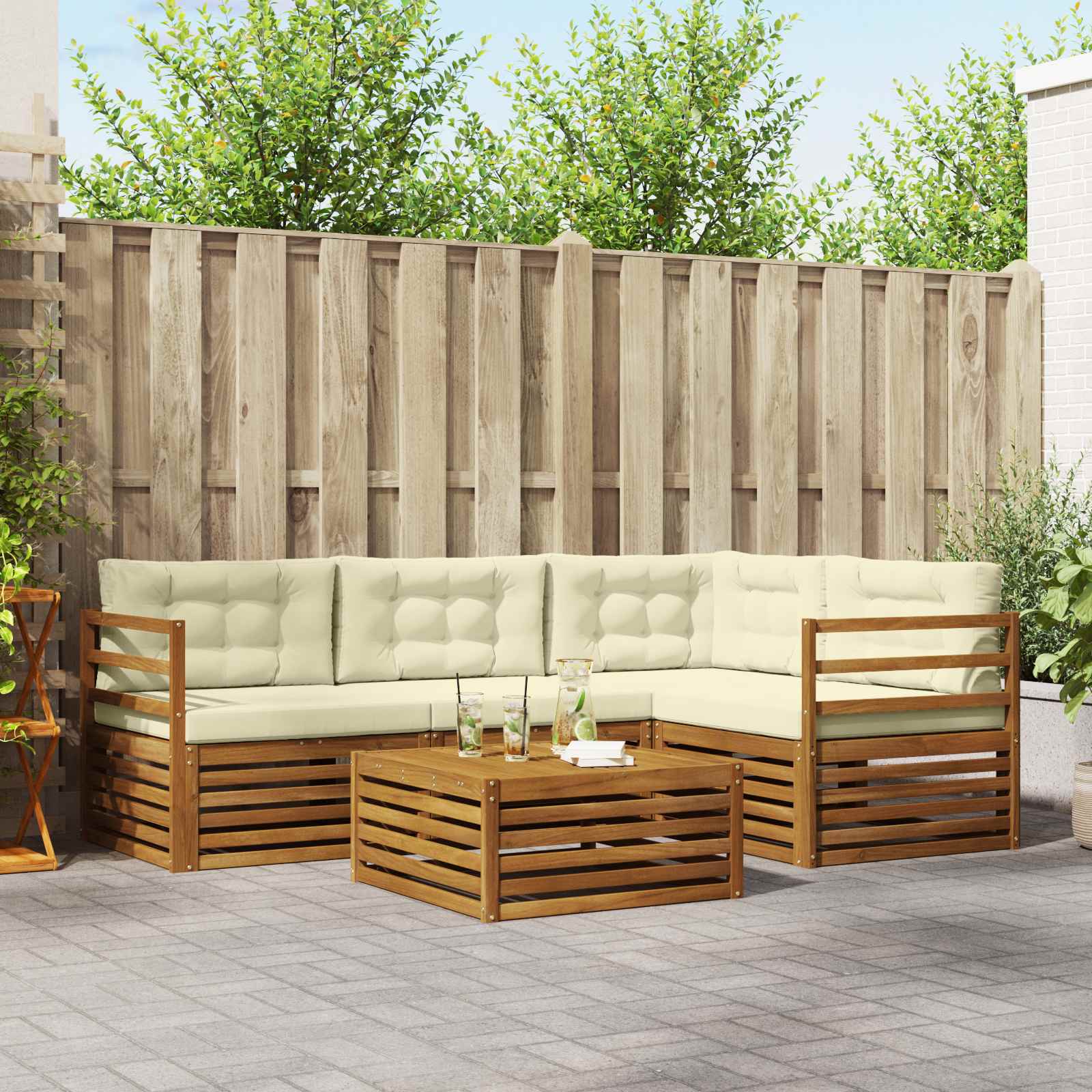 vidaXL Buiten bankenset 5 pcs Naturel Massief Acaciahout