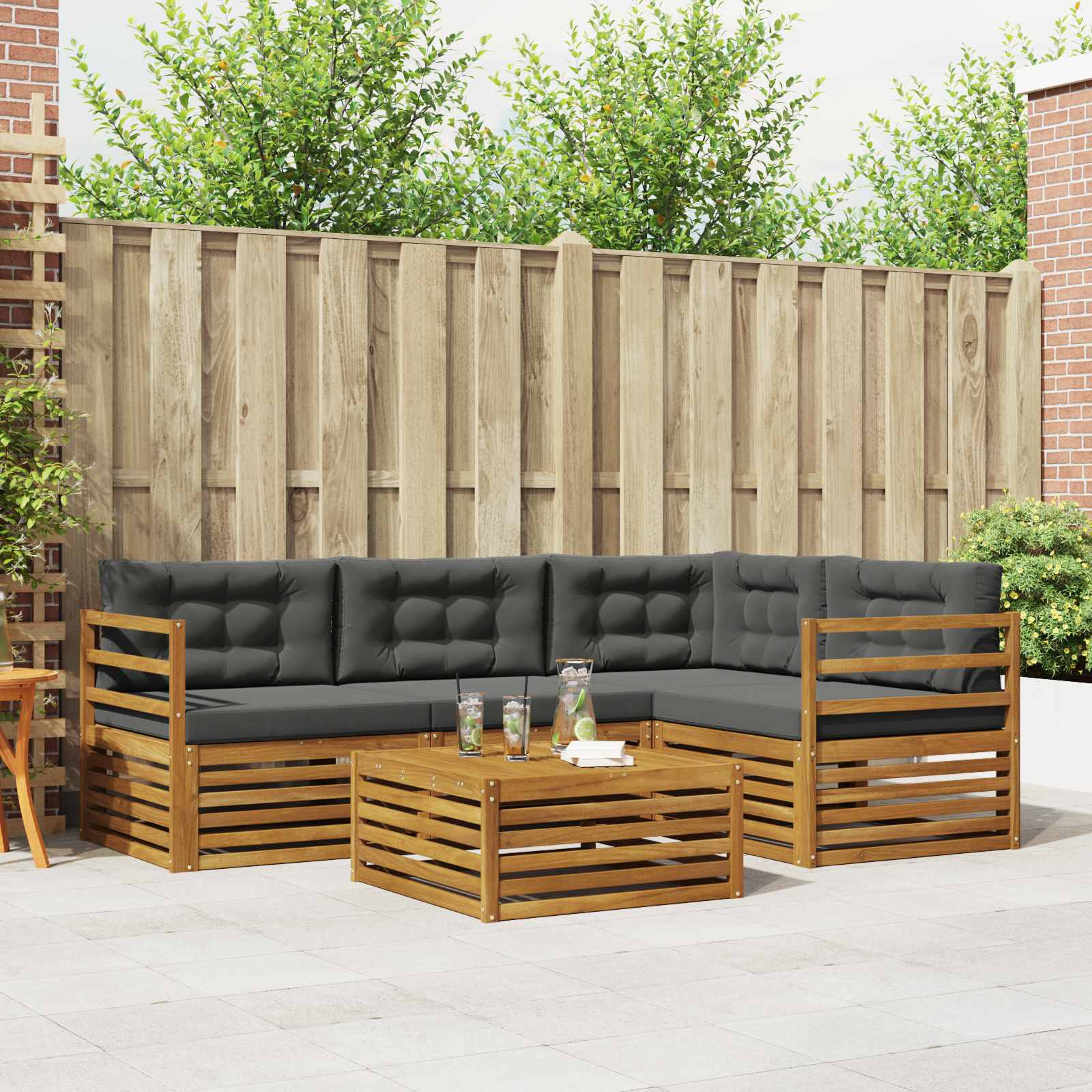 vidaXL Buiten bankenset 5 pcs Naturel Massief Acaciahout