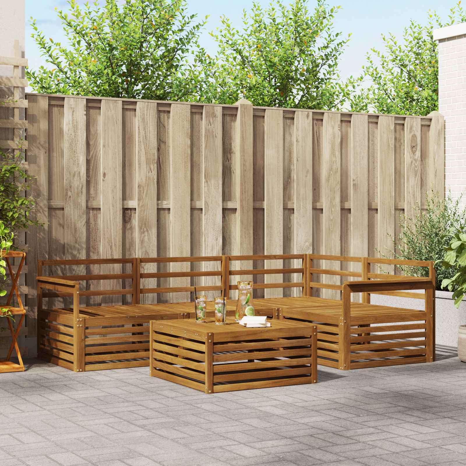 vidaXL Buiten bankenset 5 pcs Naturel Massief Acaciahout