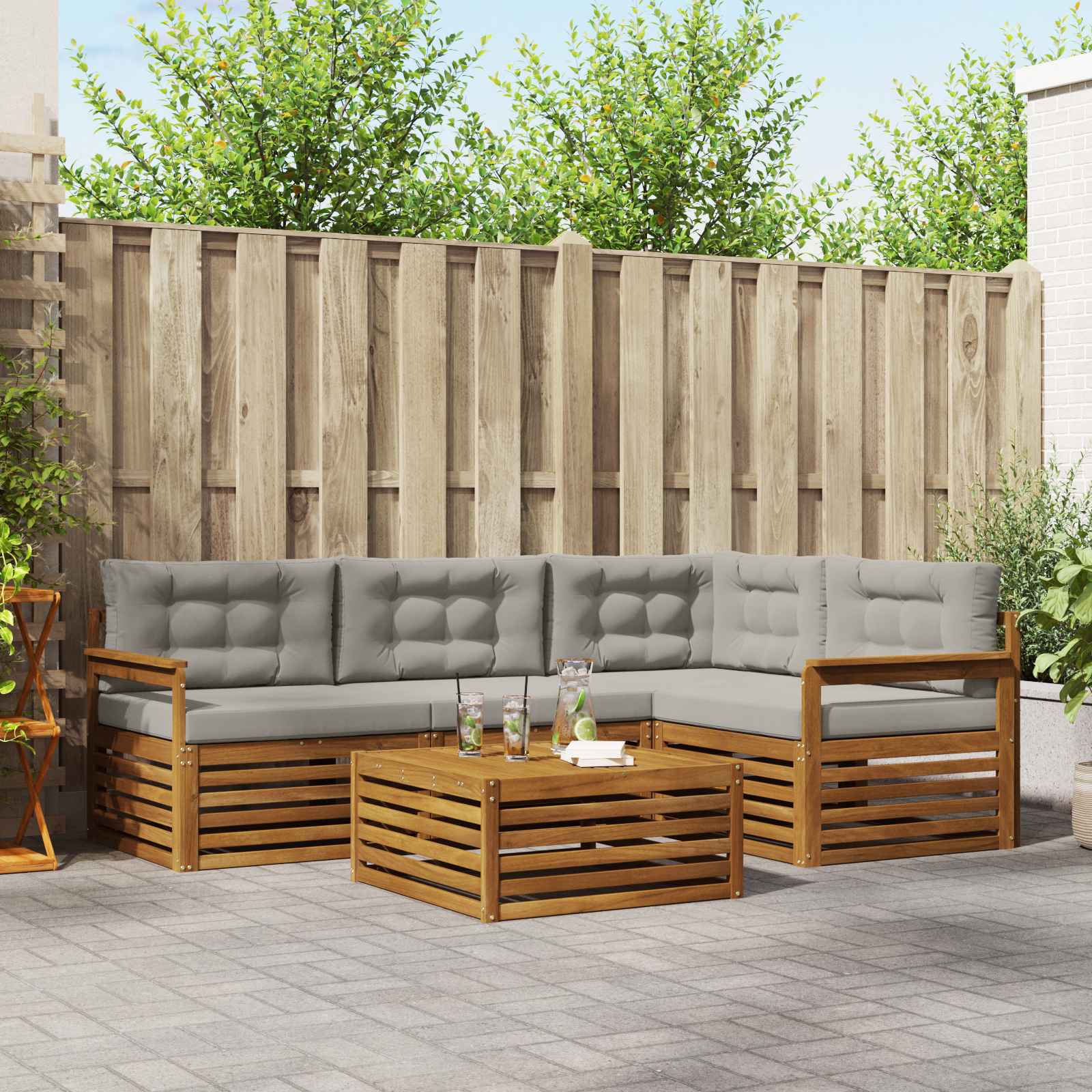 vidaXL Buiten bankenset 5 pcs Naturel Massief Acaciahout