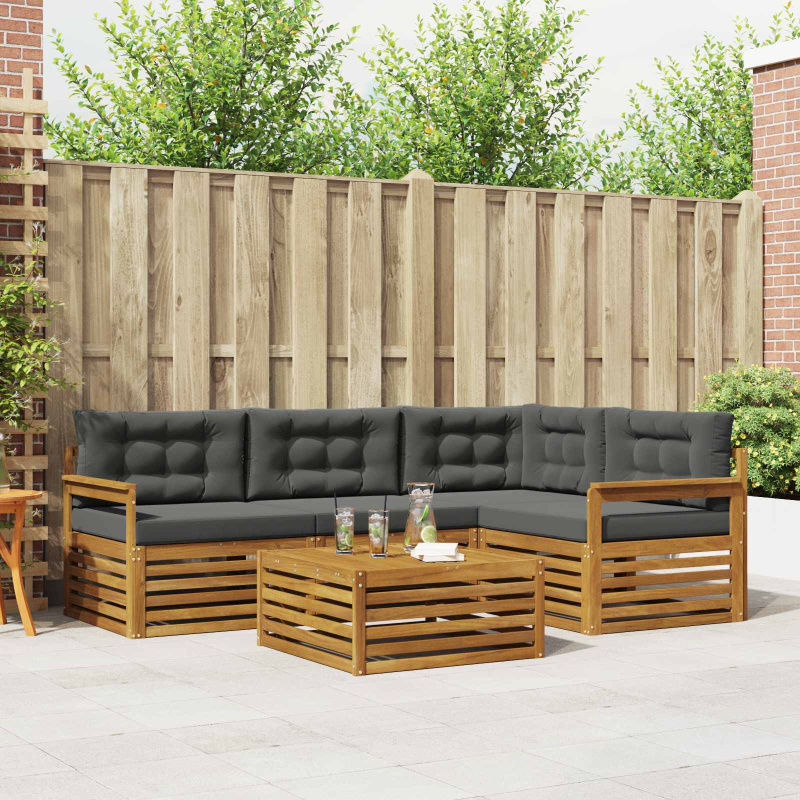 vidaXL Buiten bankenset 5 pcs Naturel Massief Acaciahout
