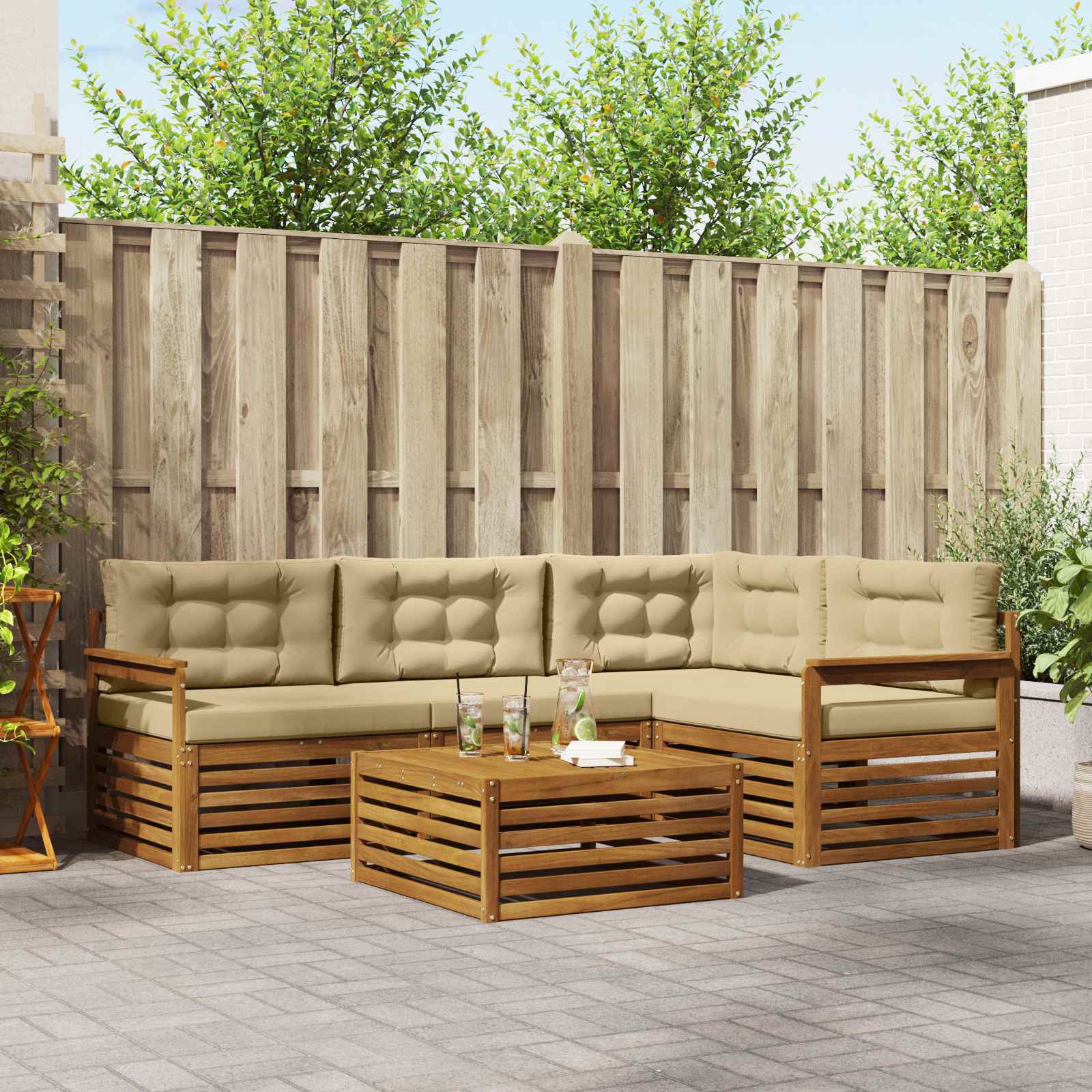 vidaXL Buiten bankenset 5 pcs Naturel Massief Acaciahout