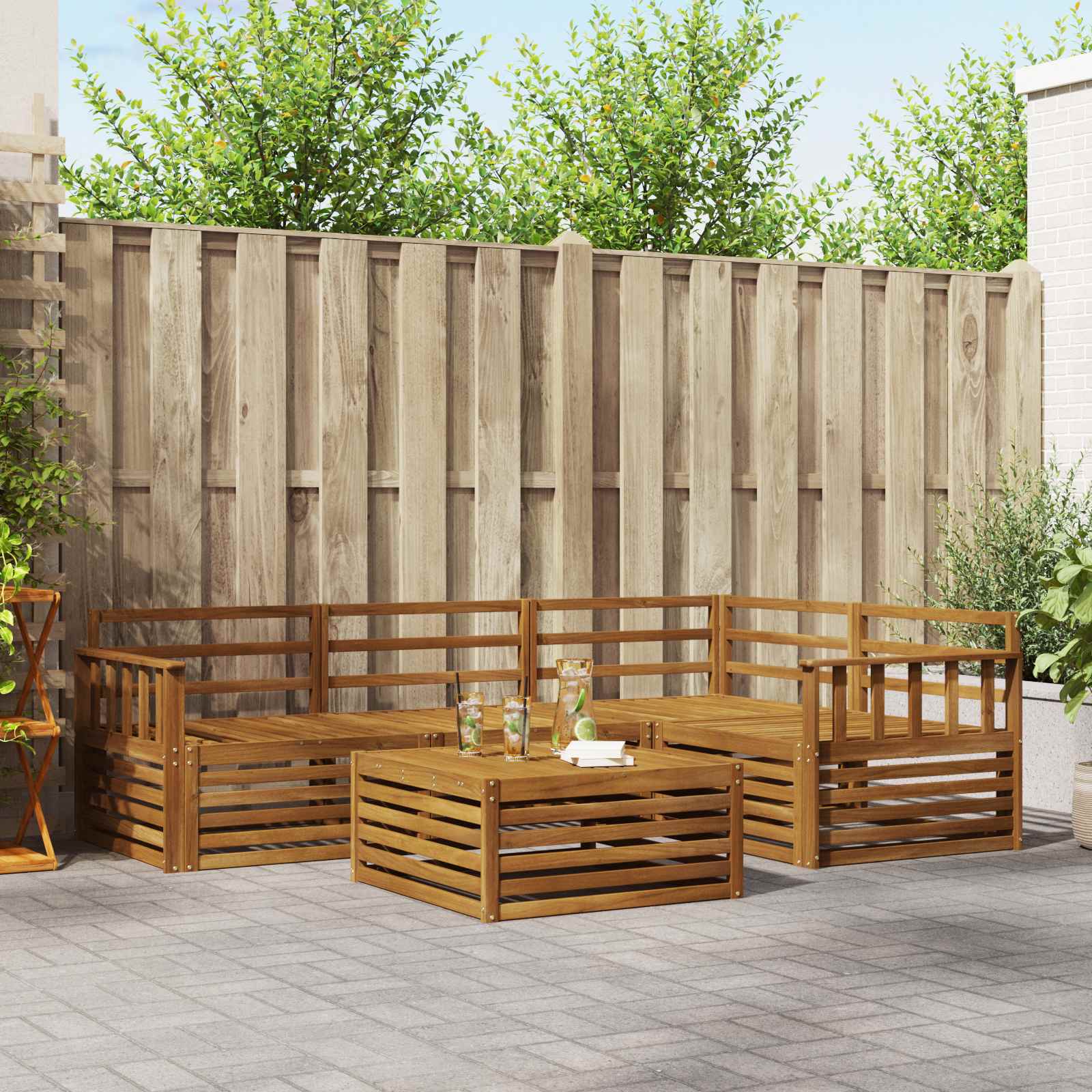 vidaXL Buiten bankenset 5 pcs Naturel Massief Acaciahout