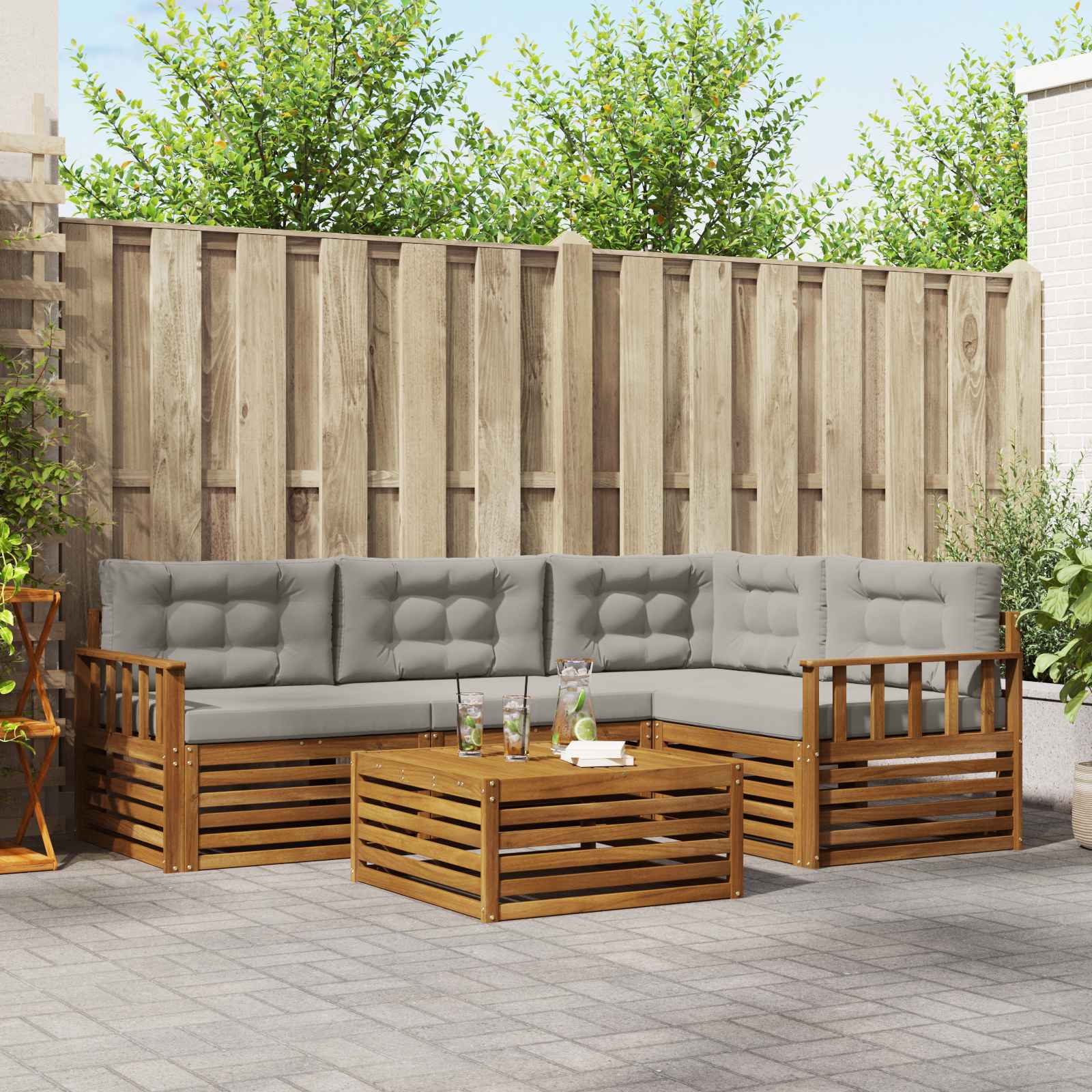 vidaXL Buiten bankenset 5 pcs Naturel Massief Acaciahout