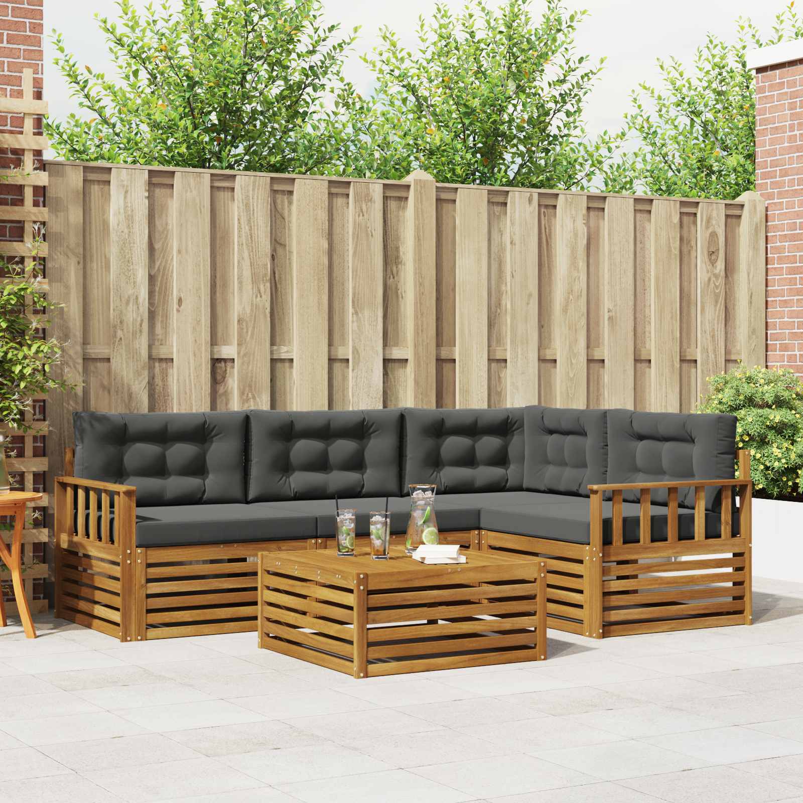 vidaXL Buiten bankenset 5 pcs Naturel Massief Acaciahout