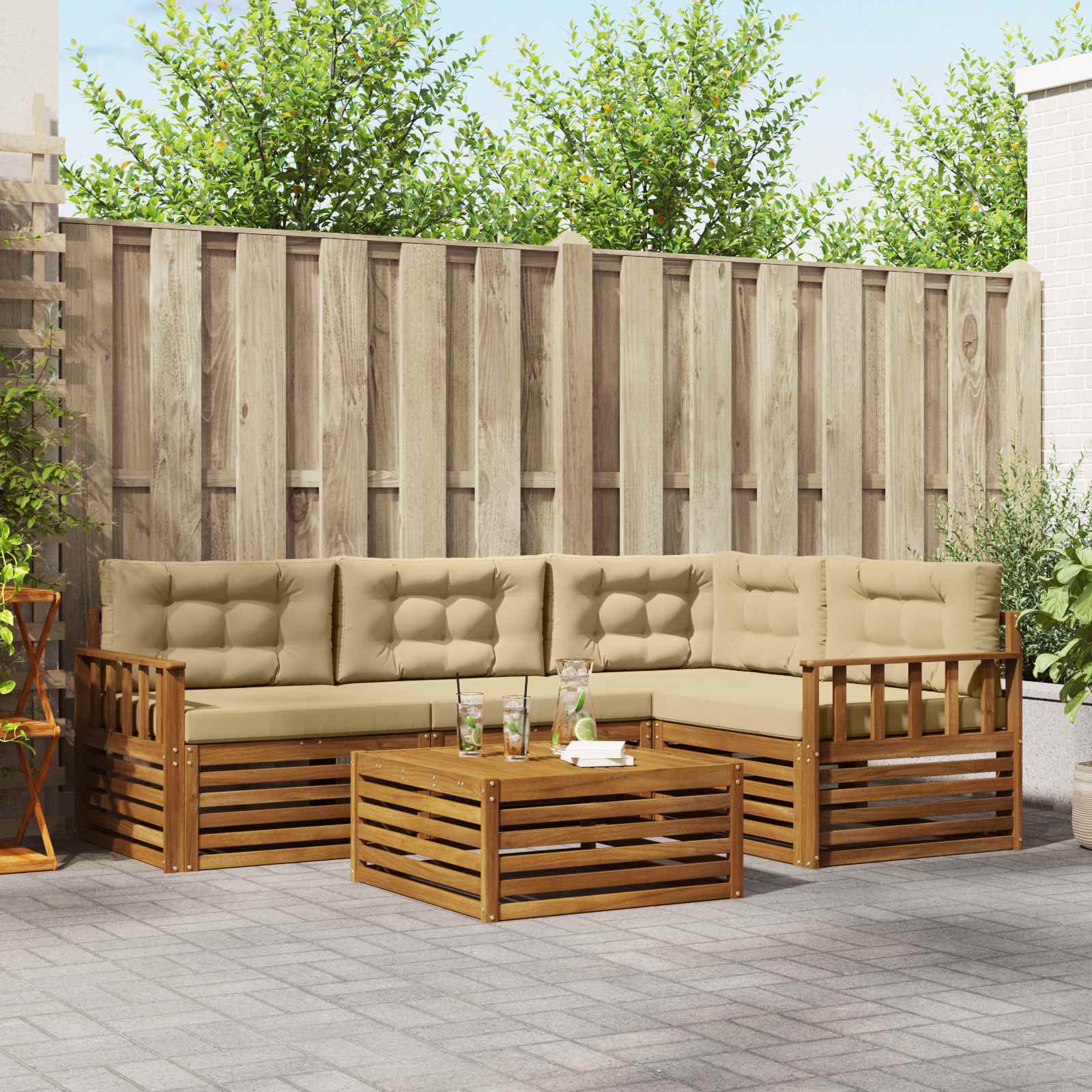 vidaXL Buiten bankenset 5 pcs Naturel Massief Acaciahout