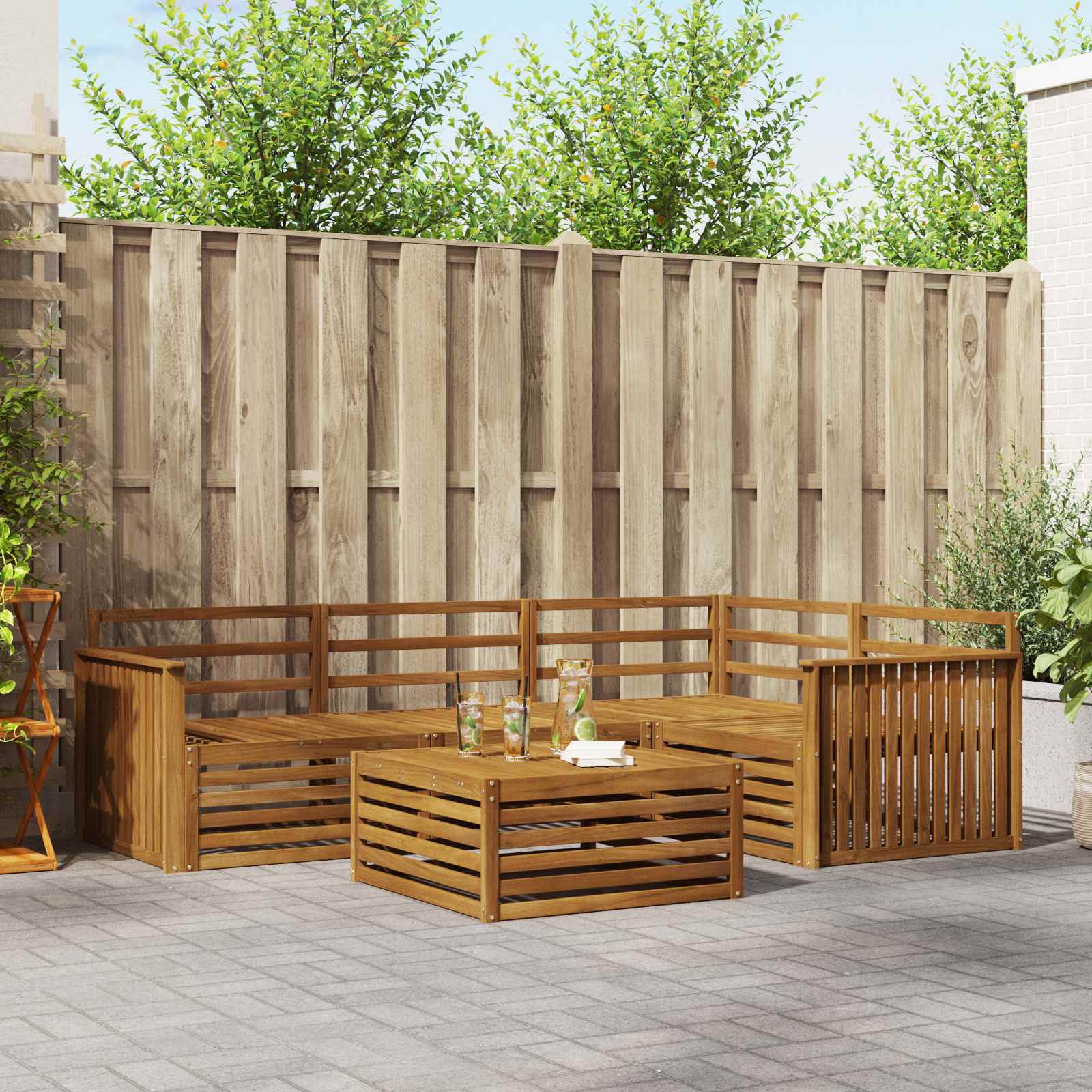 vidaXL Buiten bankenset 5 pcs Naturel Massief Acaciahout