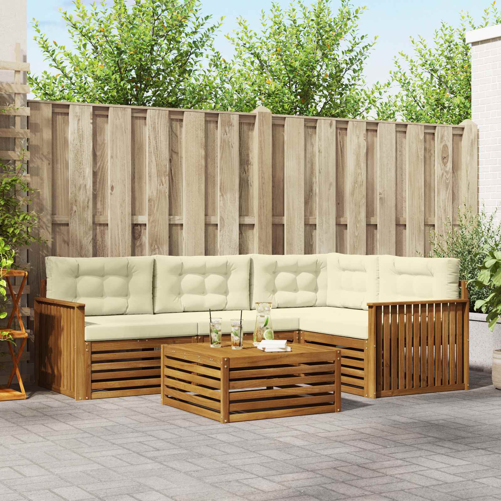 vidaXL Buiten bankenset 5 pcs Naturel Massief Acaciahout