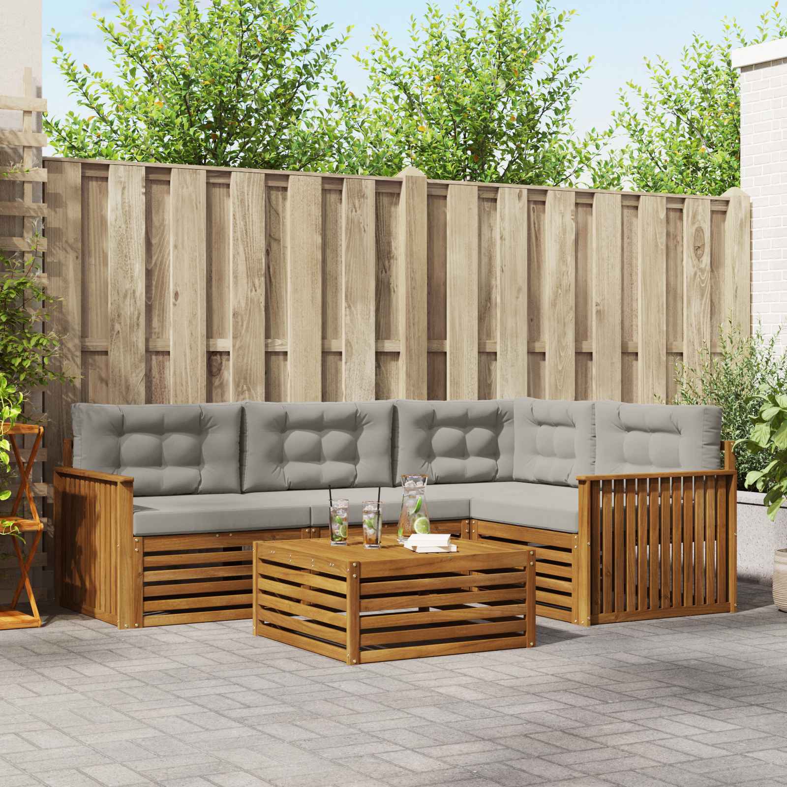 vidaXL Buiten bankenset 5 pcs Naturel Massief Acaciahout