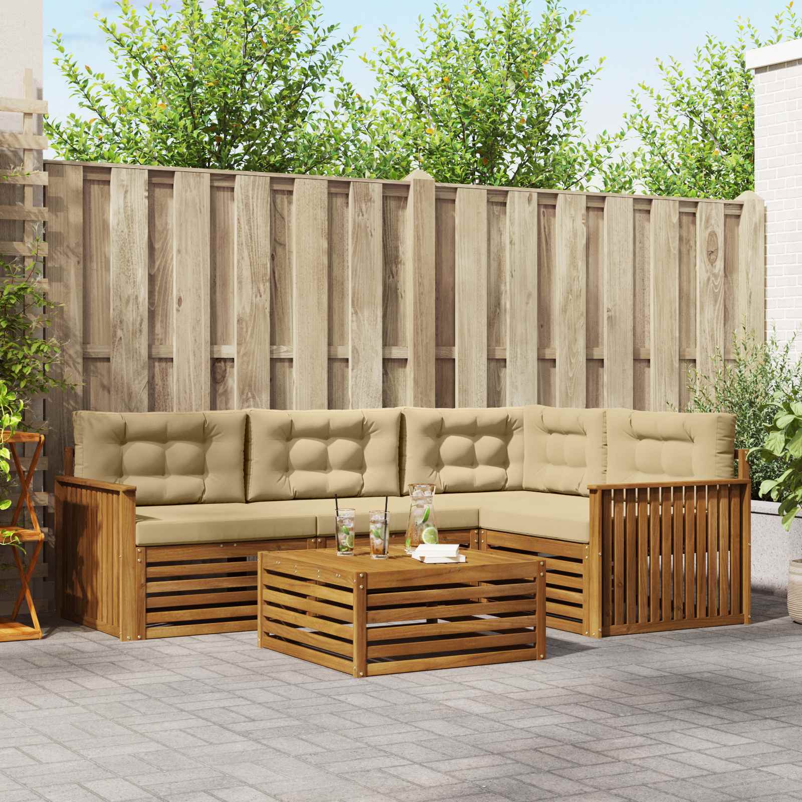 vidaXL Buiten bankenset 5 pcs Naturel Massief Acaciahout