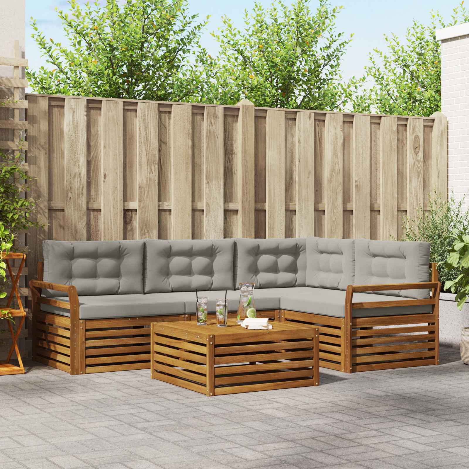 vidaXL Buiten bankenset 5 pcs Naturel Massief Acaciahout