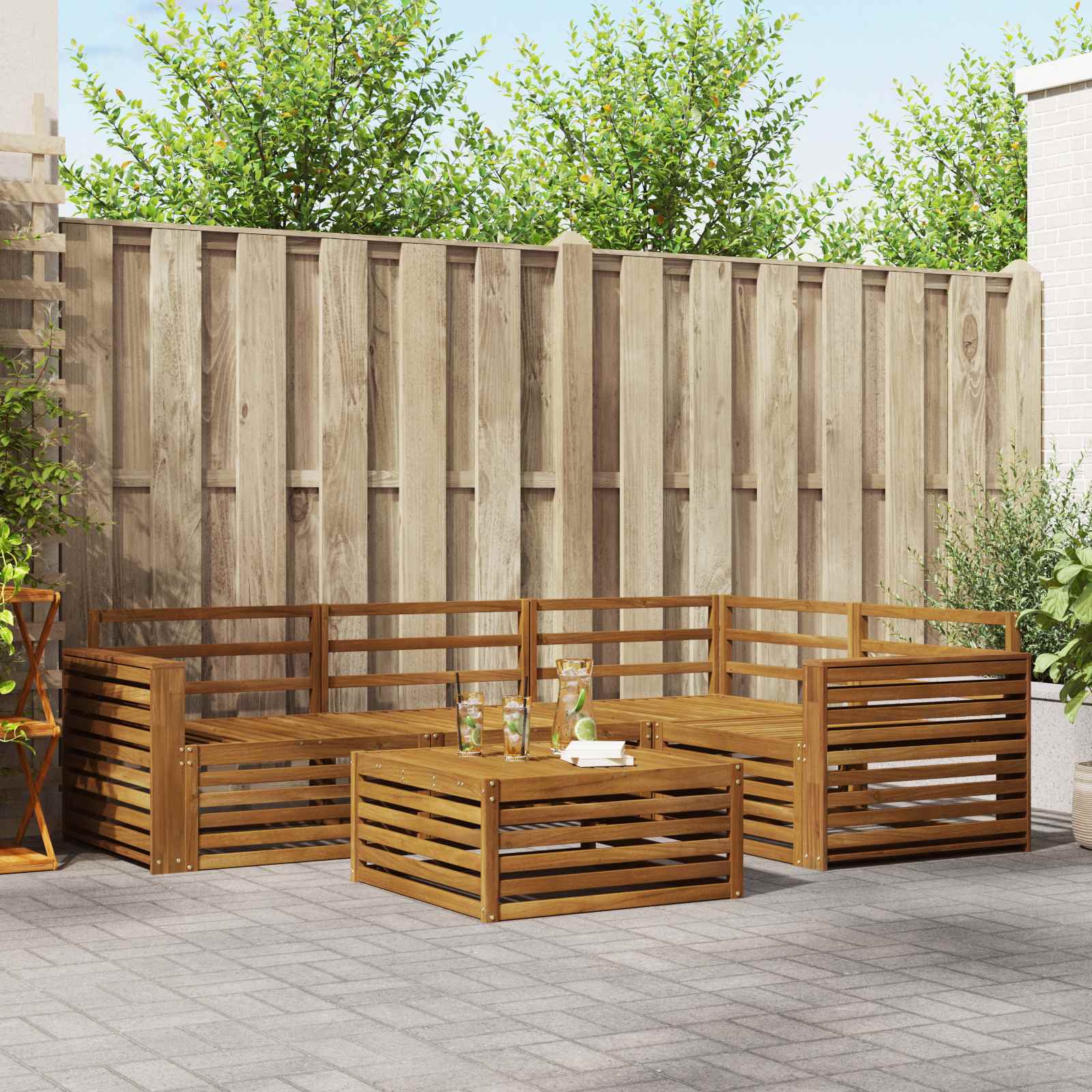 vidaXL Buiten bankenset 5 pcs Naturel Massief Acaciahout