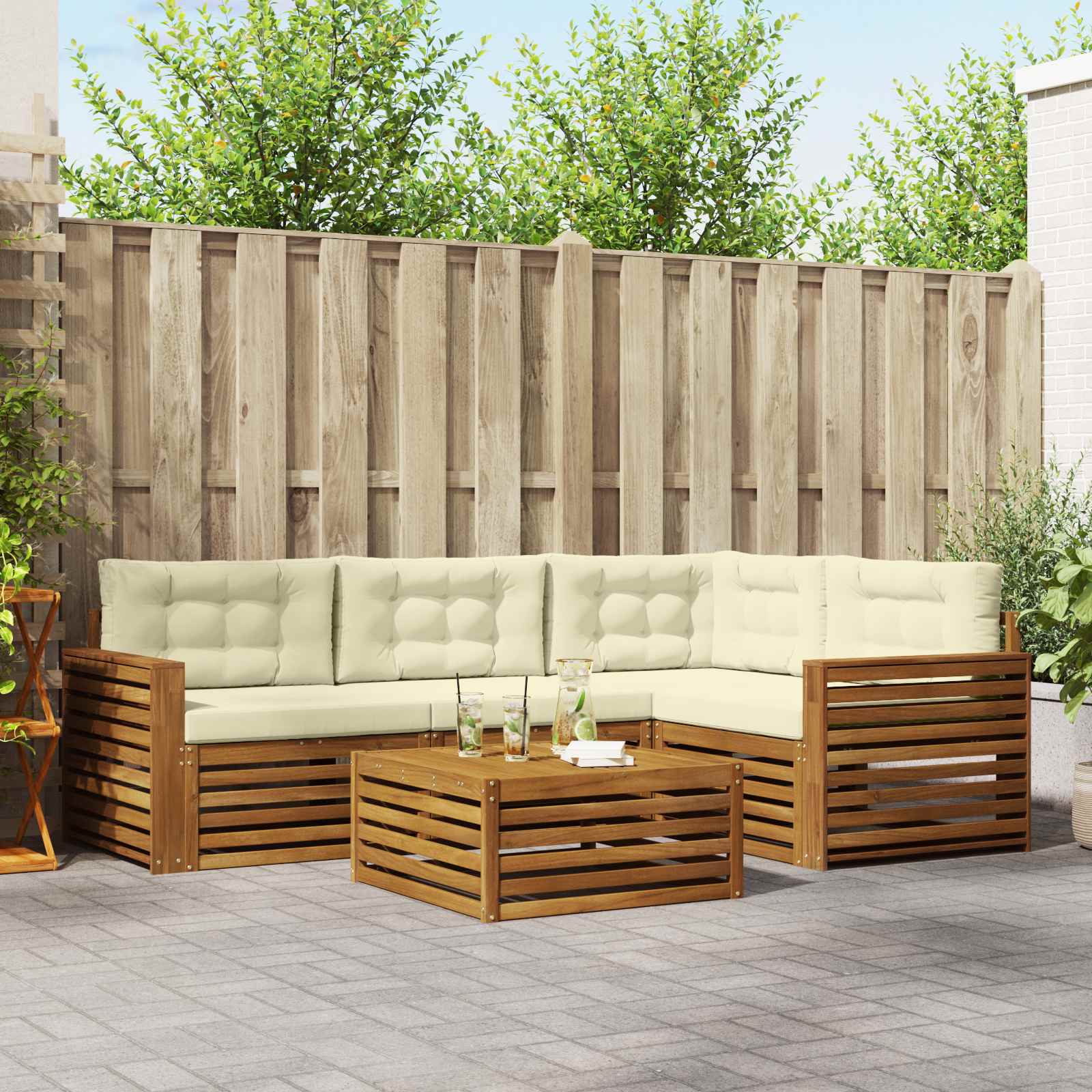 vidaXL Buiten bankenset 5 pcs Naturel Massief Acaciahout