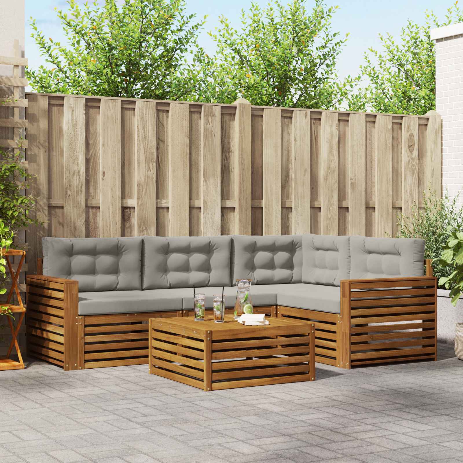 vidaXL Buiten bankenset 5 pcs Naturel Massief Acaciahout
