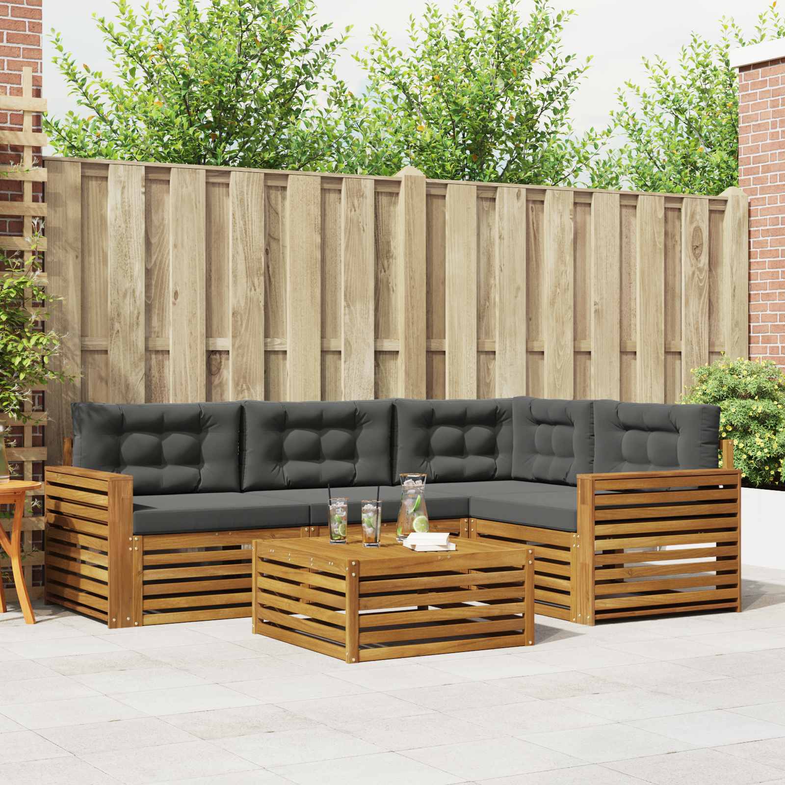vidaXL Buiten bankenset 5 pcs Naturel Massief Acaciahout