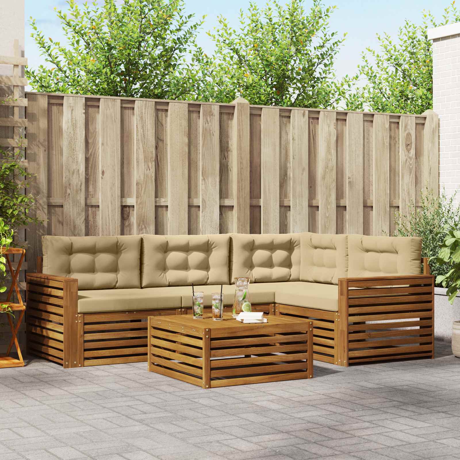 vidaXL Buiten bankenset 5 pcs Naturel Massief Acaciahout