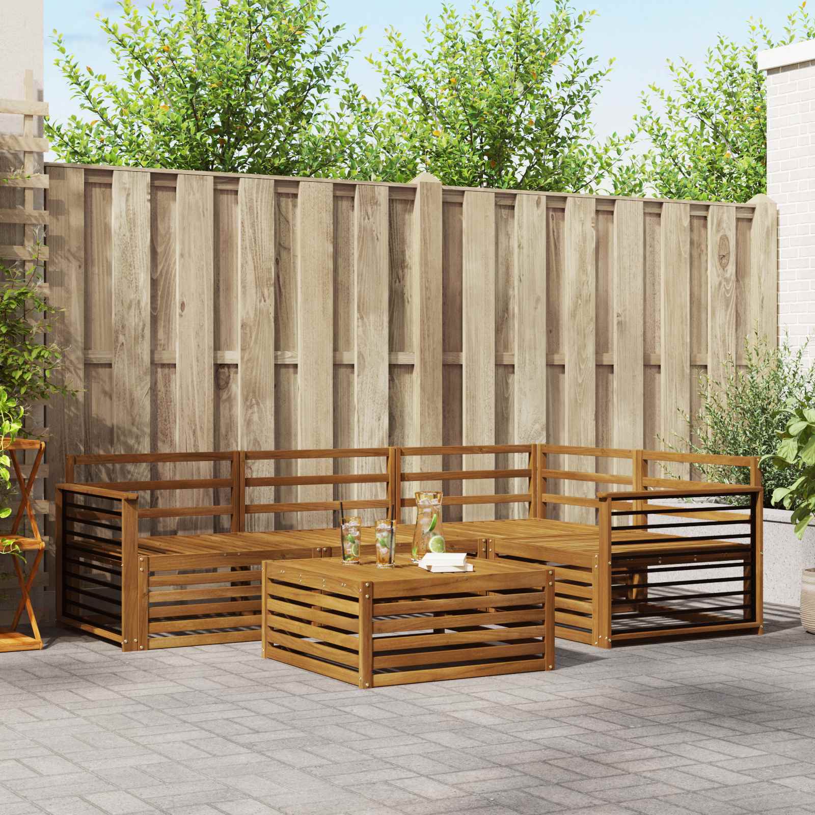 vidaXL Buiten bankenset 5 pcs Naturel Massief Acaciahout