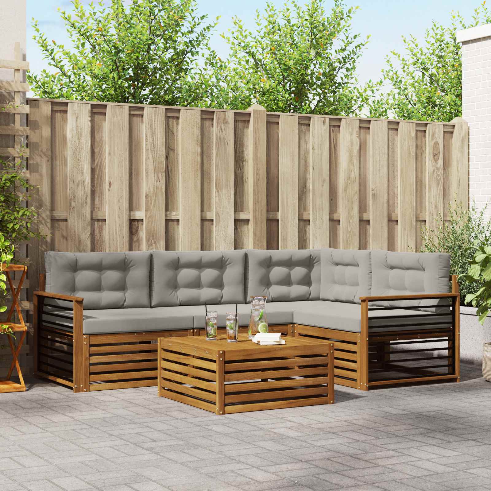 vidaXL Buiten bankenset 5 pcs Naturel Massief Acaciahout