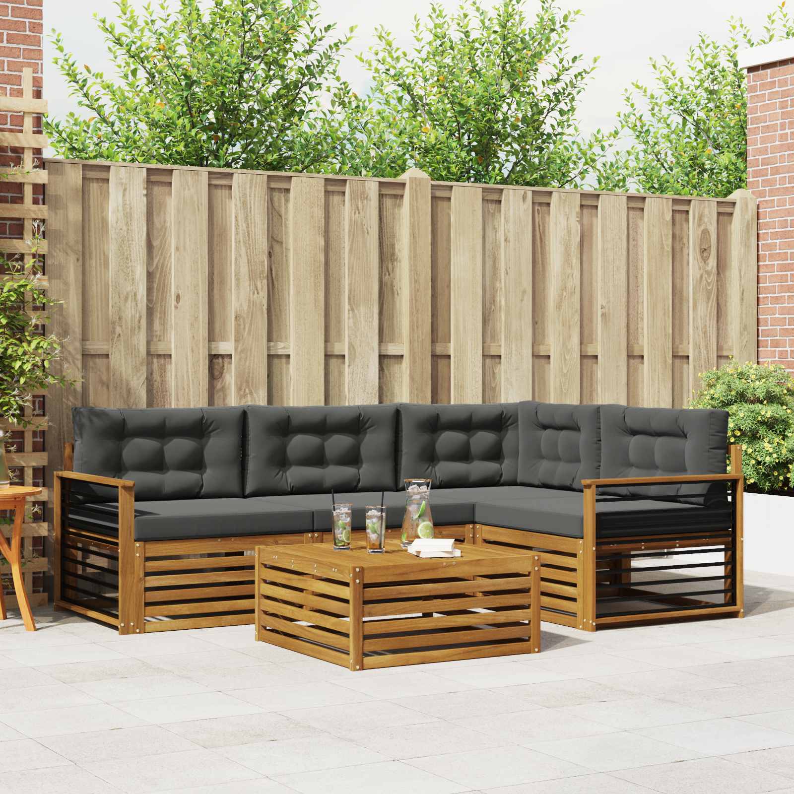 vidaXL Buiten bankenset 5 pcs Naturel Massief Acaciahout
