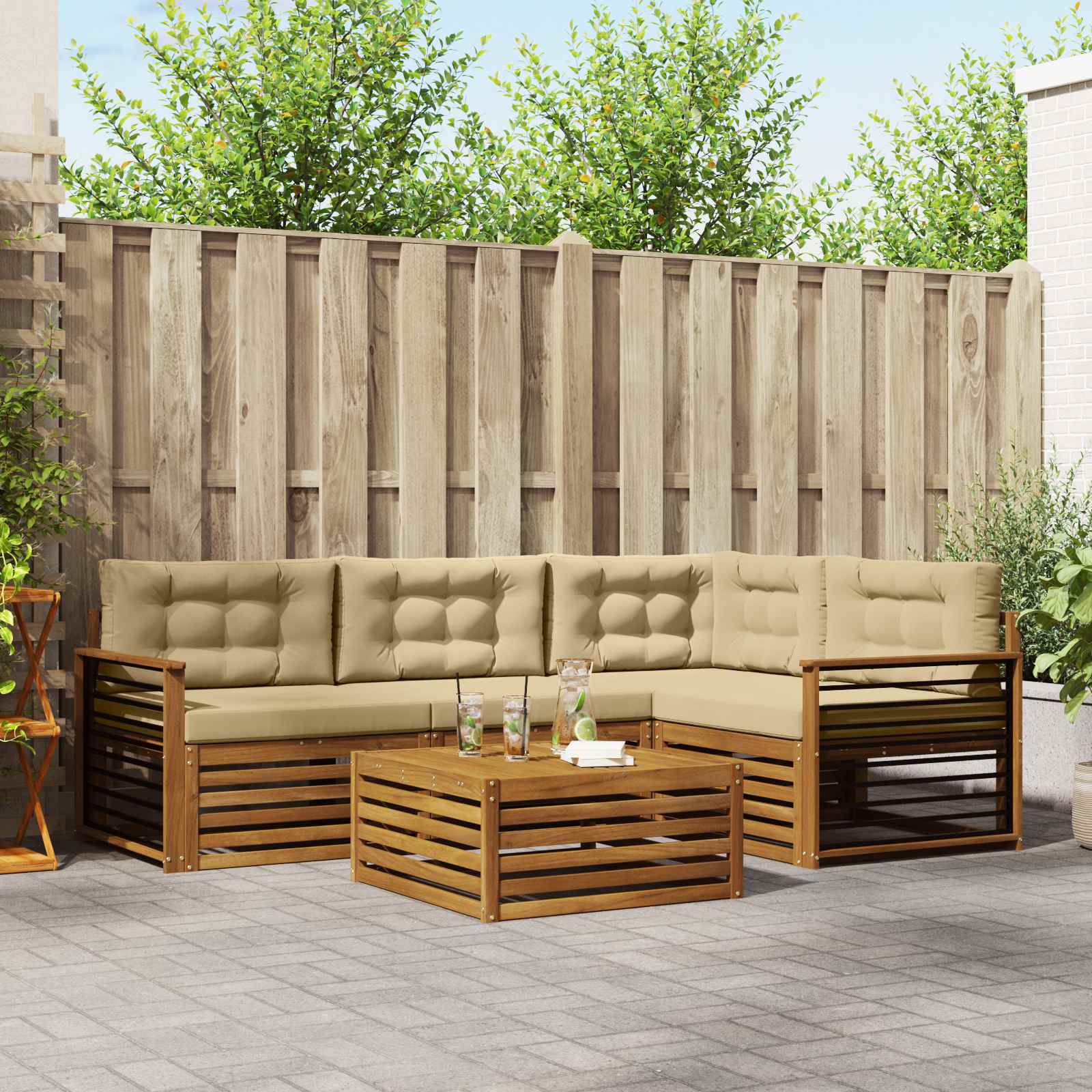 vidaXL Buiten bankenset 5 pcs Naturel Massief Acaciahout