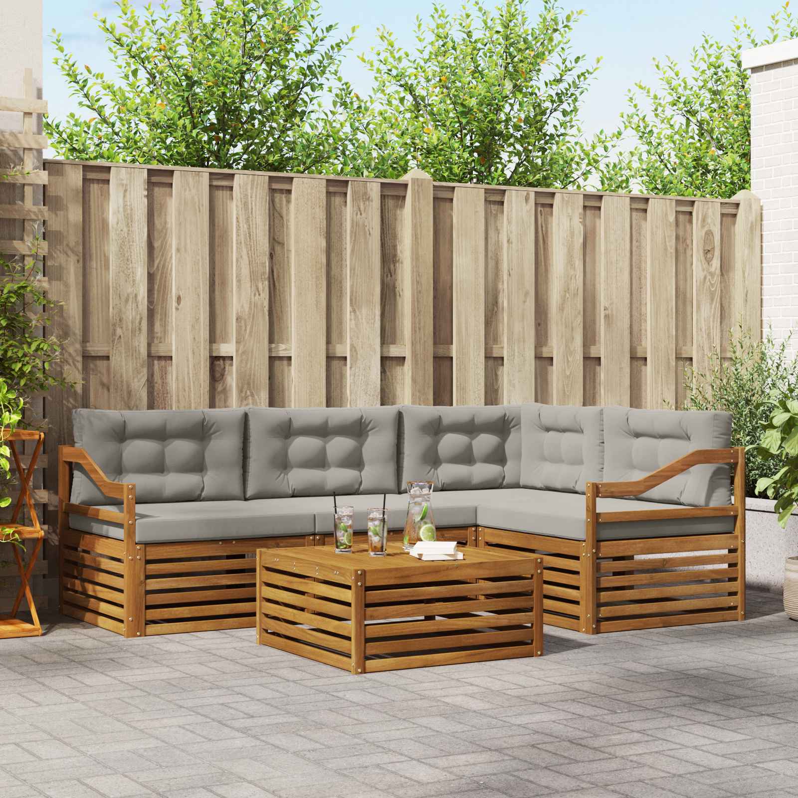 vidaXL Buiten bankenset 5 pcs Naturel Massief Acaciahout