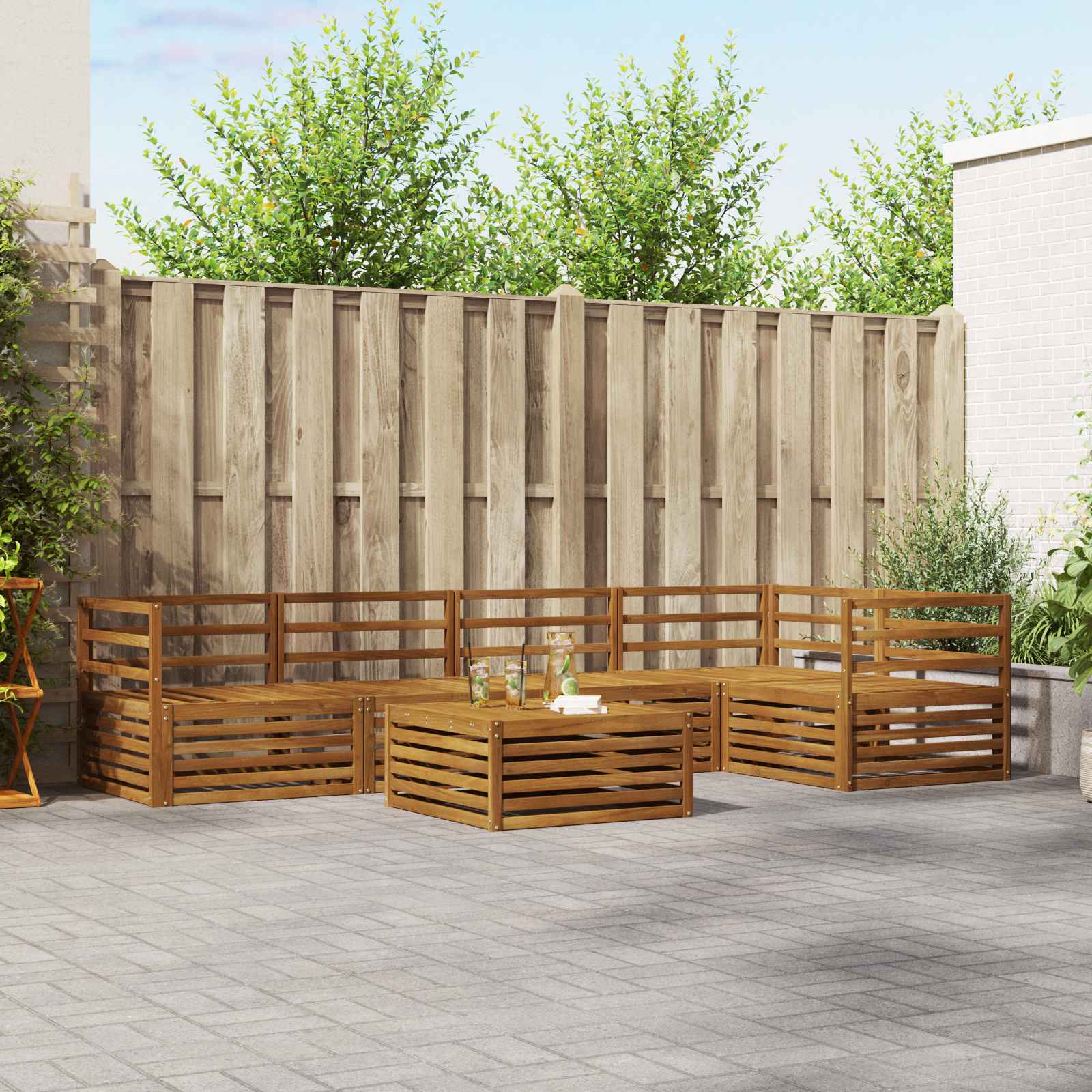 vidaXL Buiten bankenset 6 pcs Naturel Massief Acaciahout