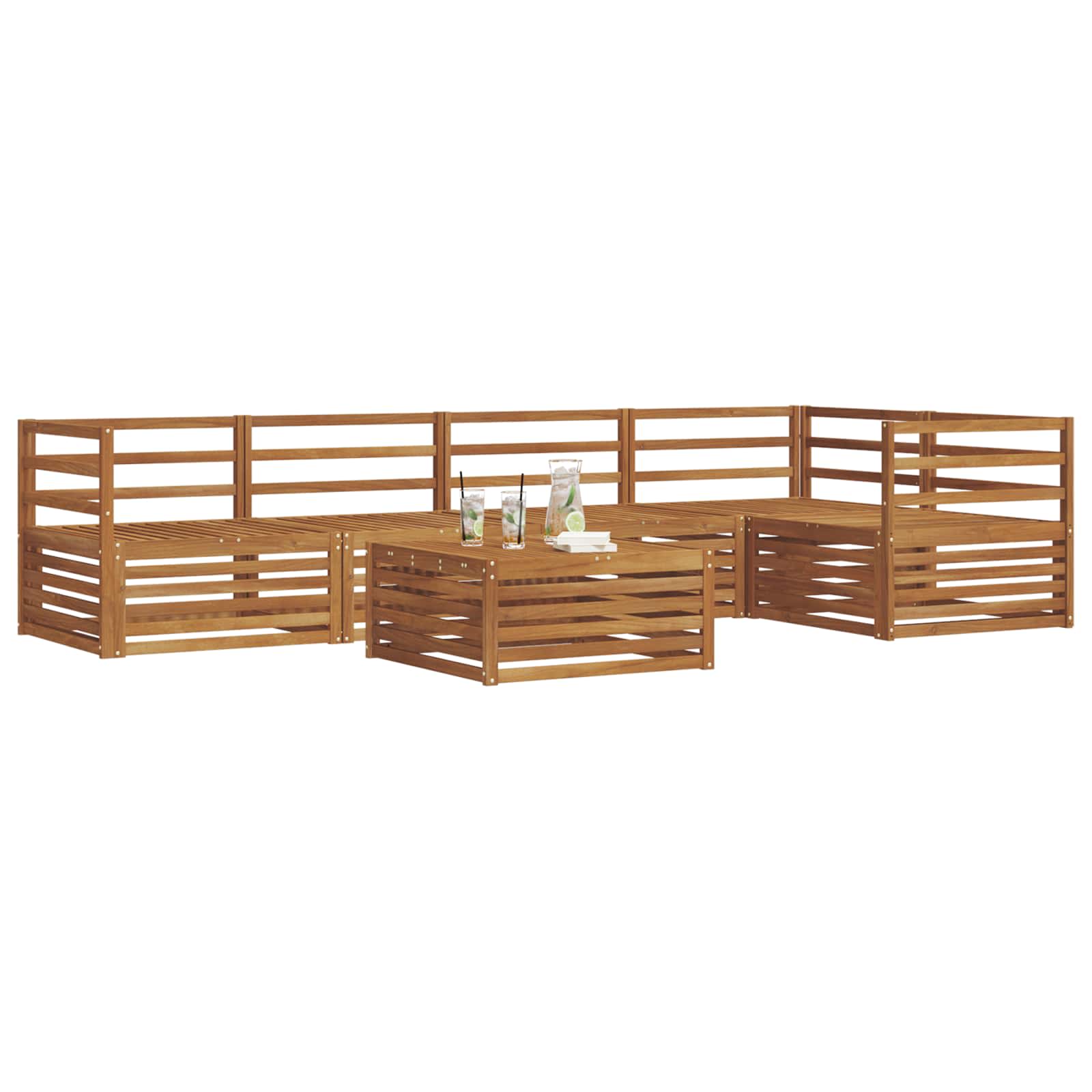 vidaXL Buiten bankenset 6 pcs Naturel Massief Acaciahout