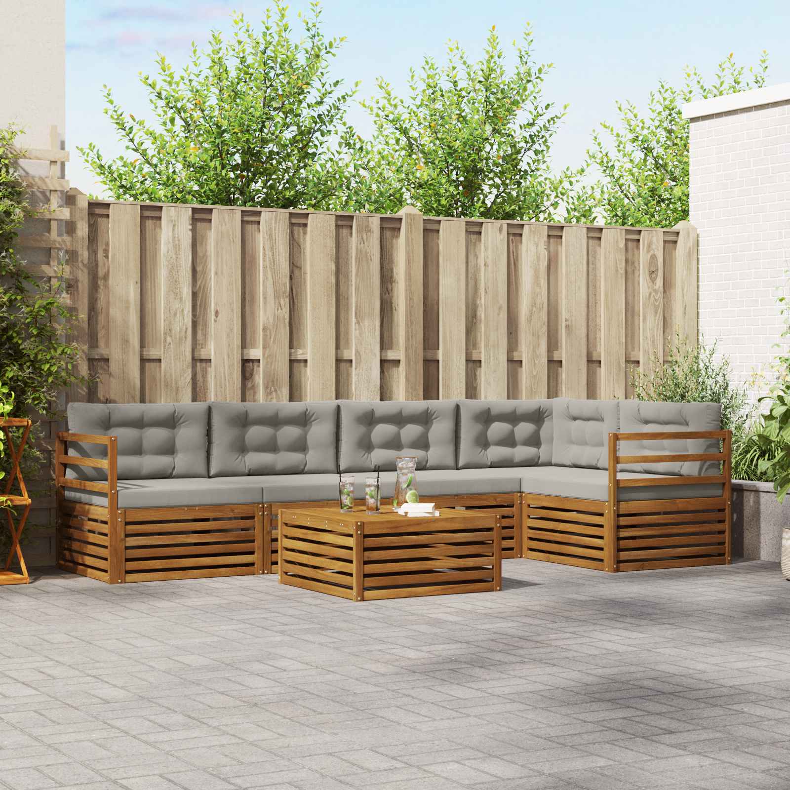 vidaXL Buiten bankenset 6 pcs Naturel Massief Acaciahout