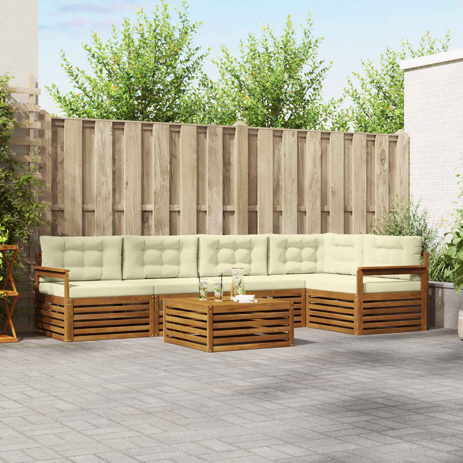 vidaXL Buiten bankenset 6 pcs Naturel Massief Acaciahout