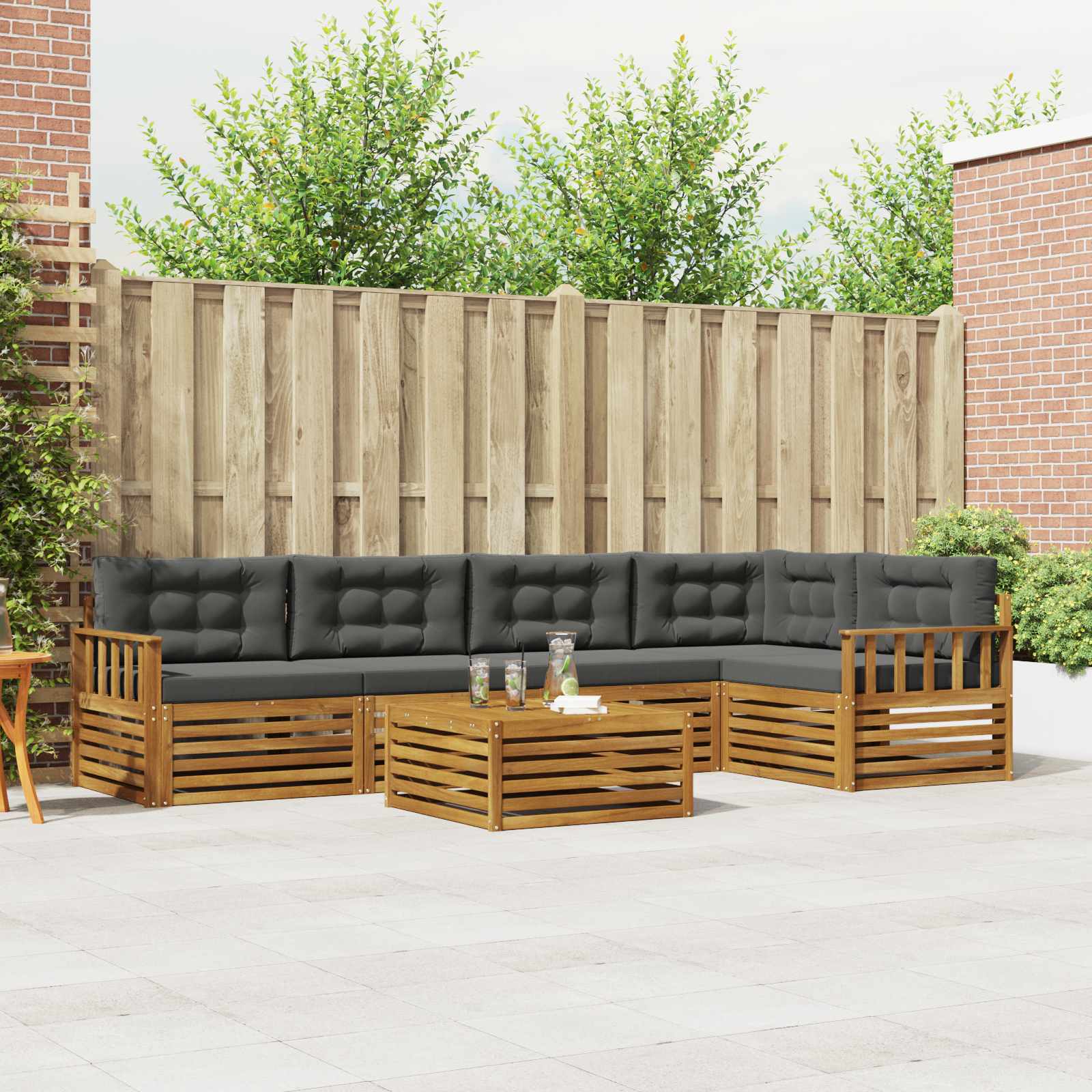 vidaXL Buiten bankenset 6 pcs Naturel Massief Acaciahout