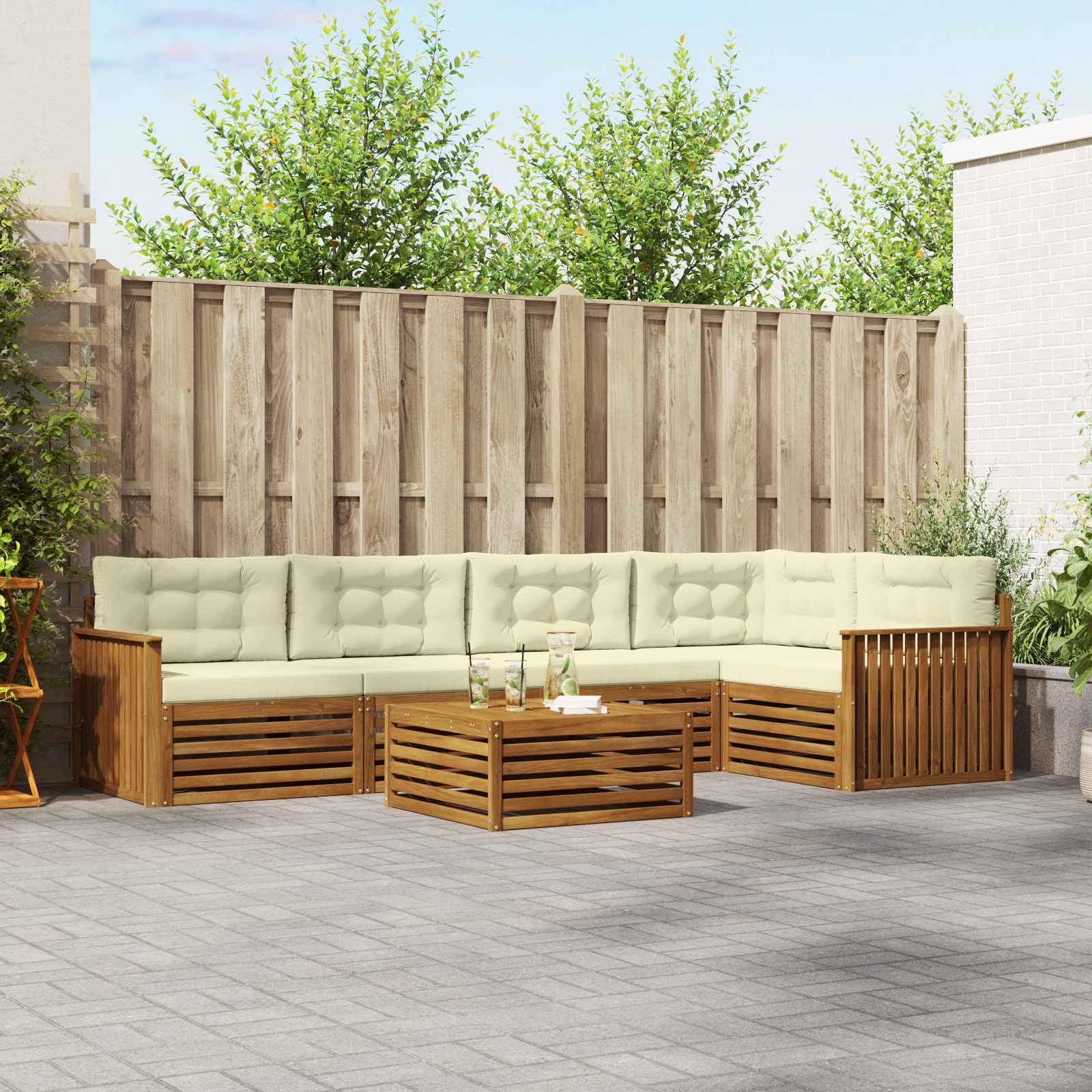 vidaXL Buiten bankenset 6 pcs Naturel Massief Acaciahout