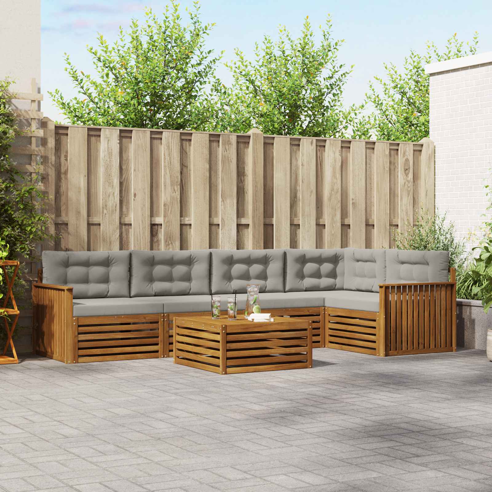 vidaXL Buiten bankenset 6 pcs Naturel Massief Acaciahout