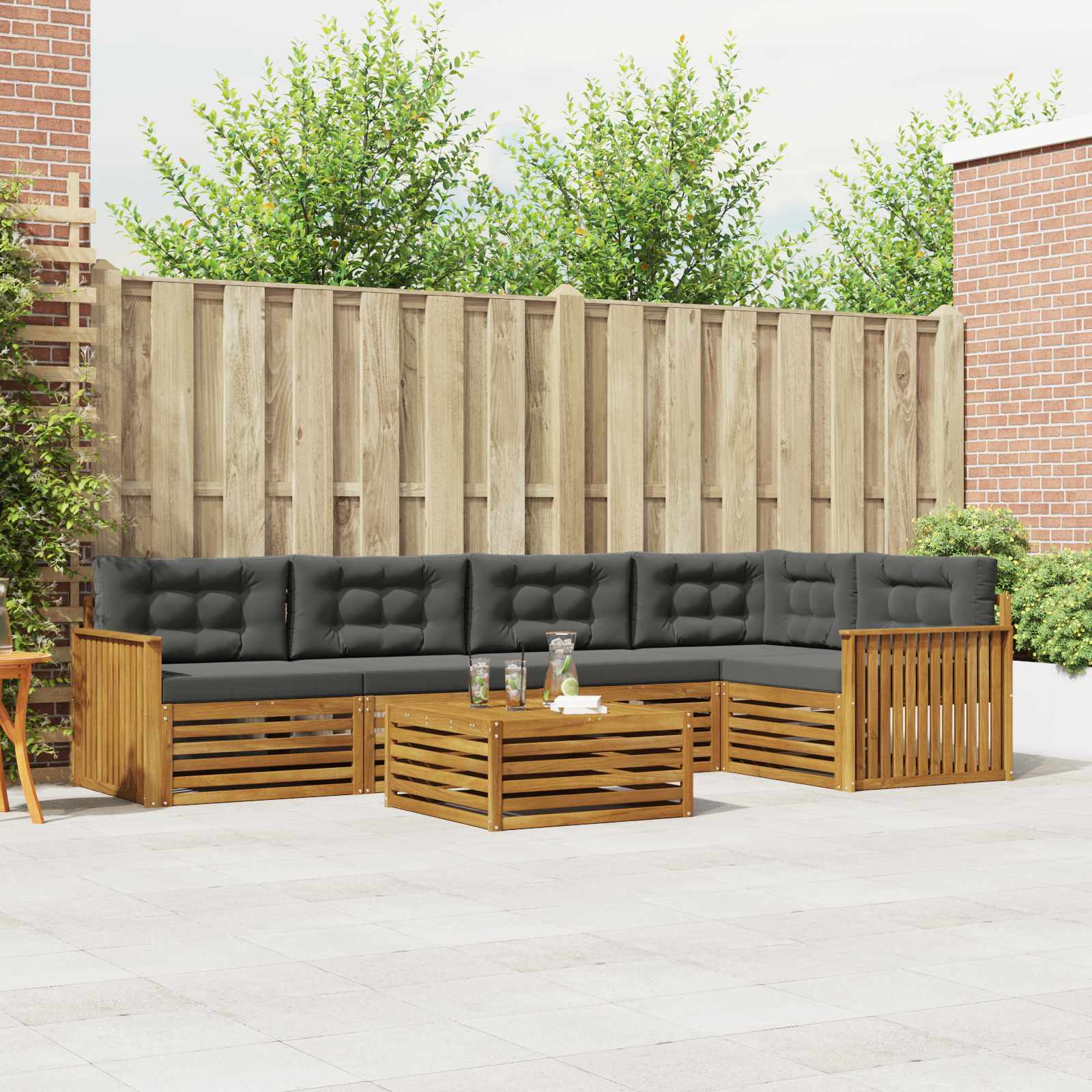 vidaXL Buiten bankenset 6 pcs Naturel Massief Acaciahout