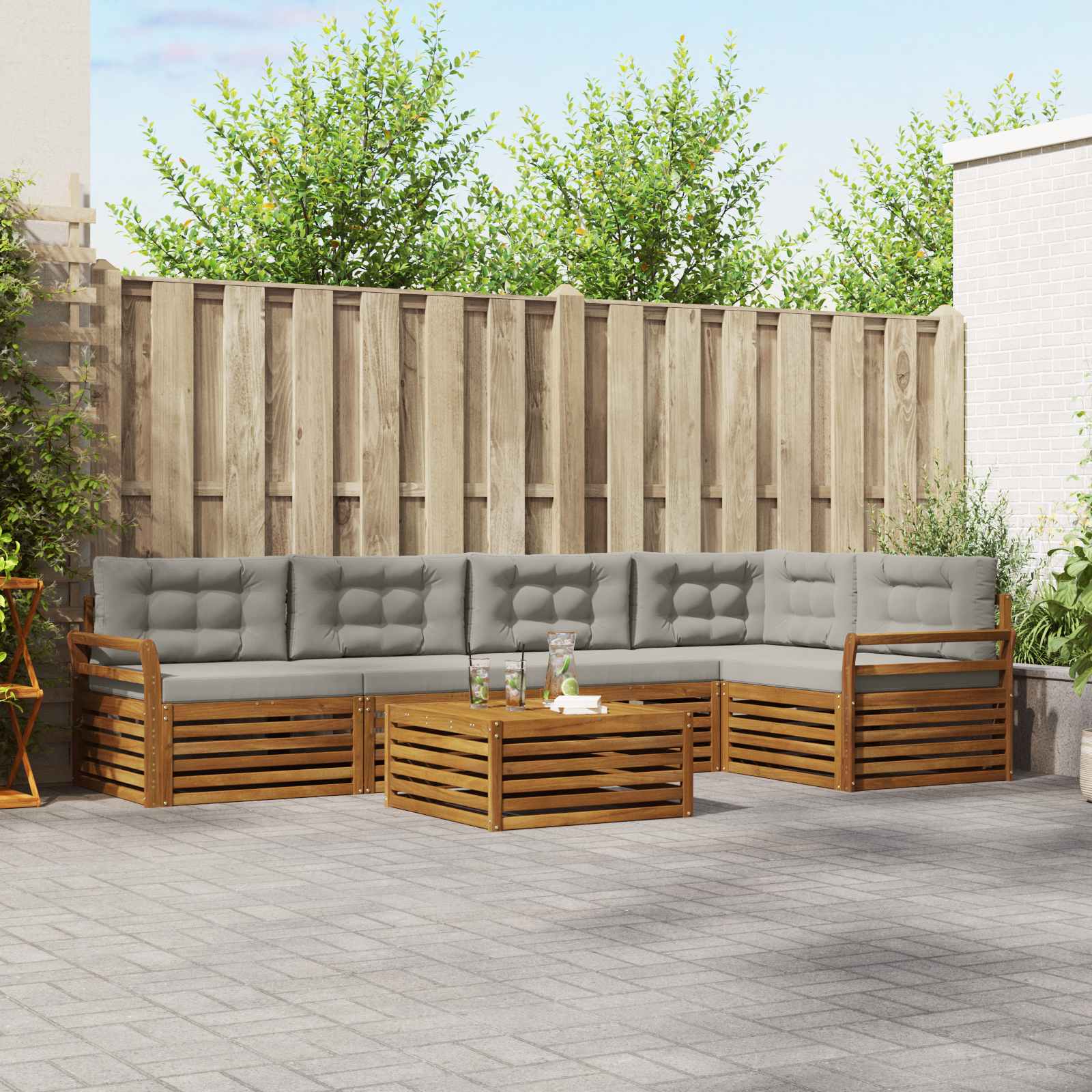 vidaXL Buiten bankenset 6 pcs Naturel Massief Acaciahout