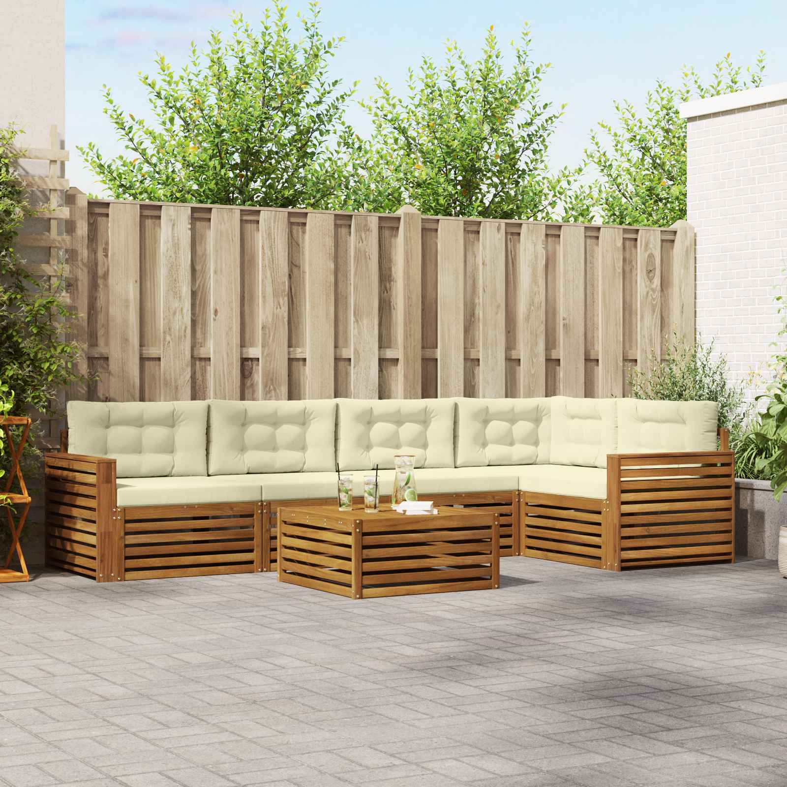 vidaXL Buiten bankenset 6 pcs Naturel Massief Acaciahout