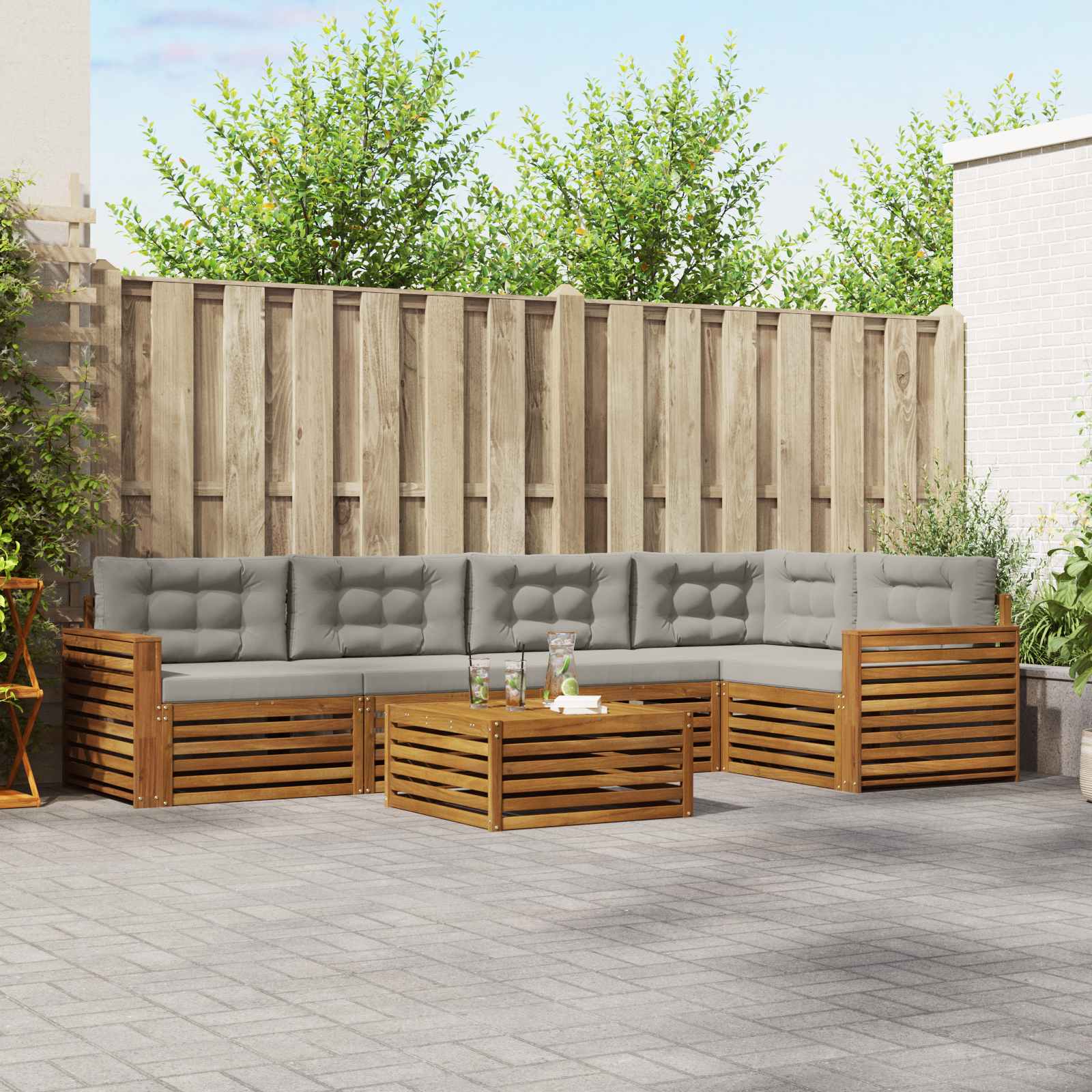 vidaXL Buiten bankenset 6 pcs Naturel Massief Acaciahout