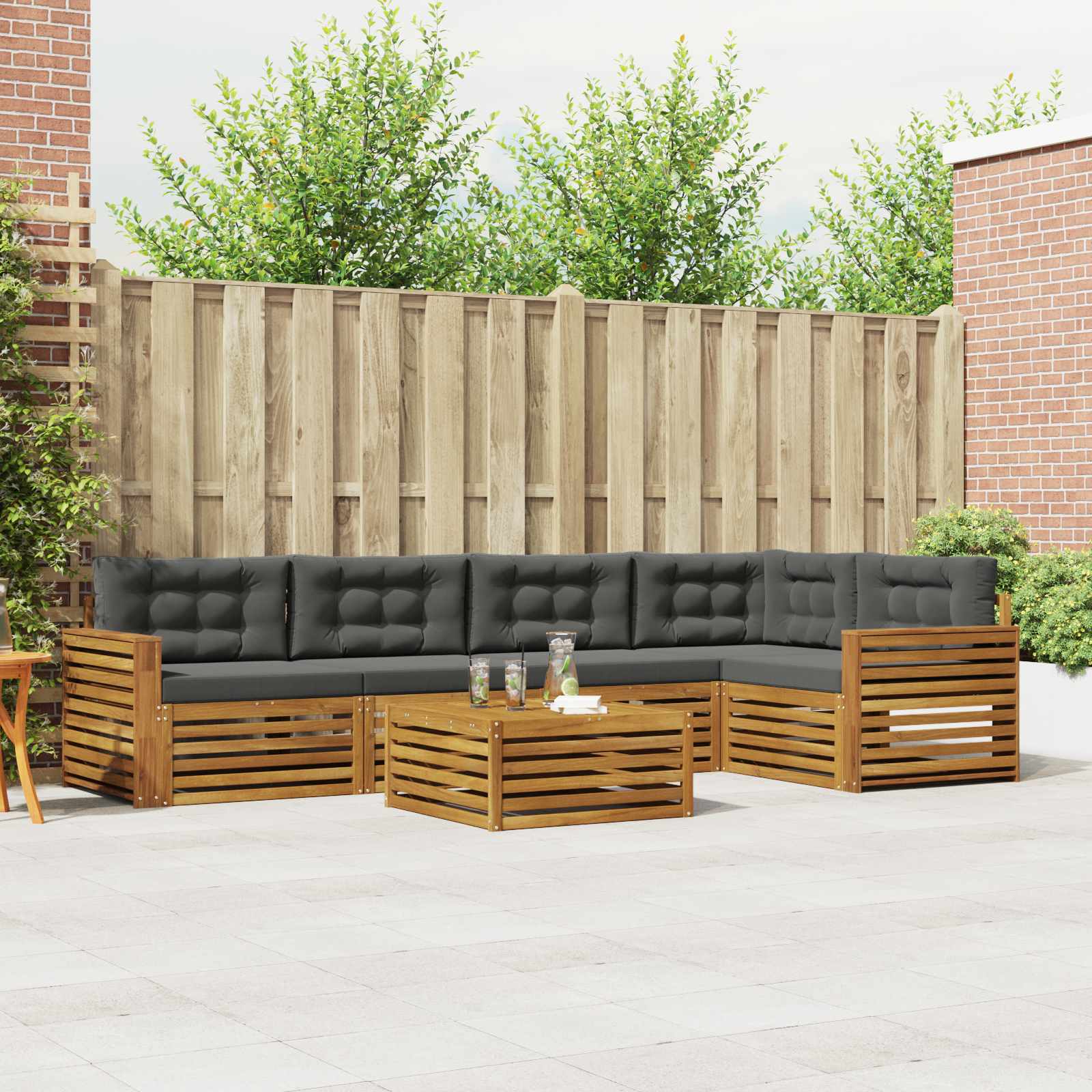 vidaXL Buiten bankenset 6 pcs Naturel Massief Acaciahout