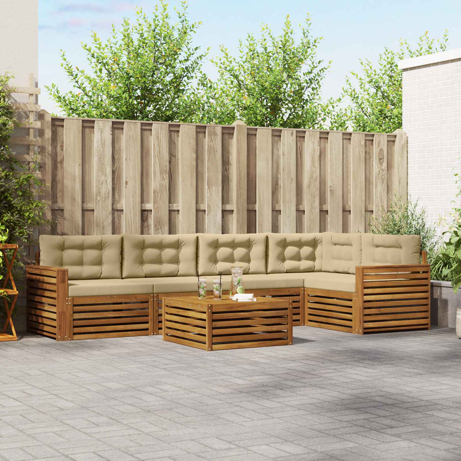 vidaXL Buiten bankenset 6 pcs Naturel Massief Acaciahout